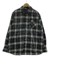 長袖シャツ AFB SPANGLE SHIRTS スパンコールチェックシャツ M 黒 M ブラック