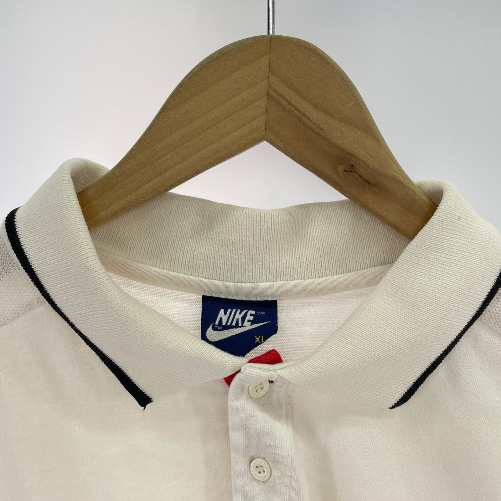 ポロシャツ NIKE 紺タグ 80s ポロシャツ ホワイト