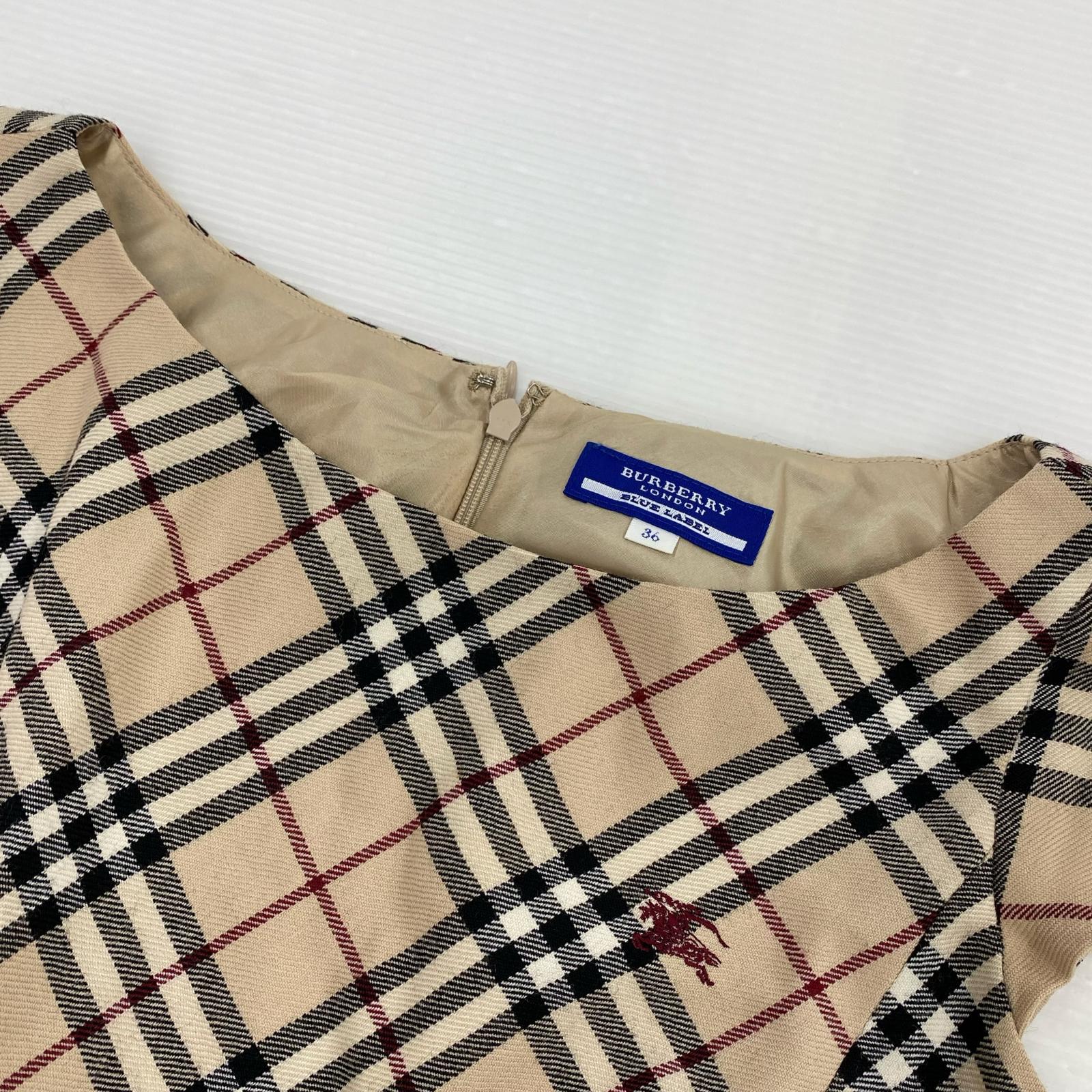 ワンピース BURBERRY BLUE LABEL ノースリーブワンピース ベージュ
