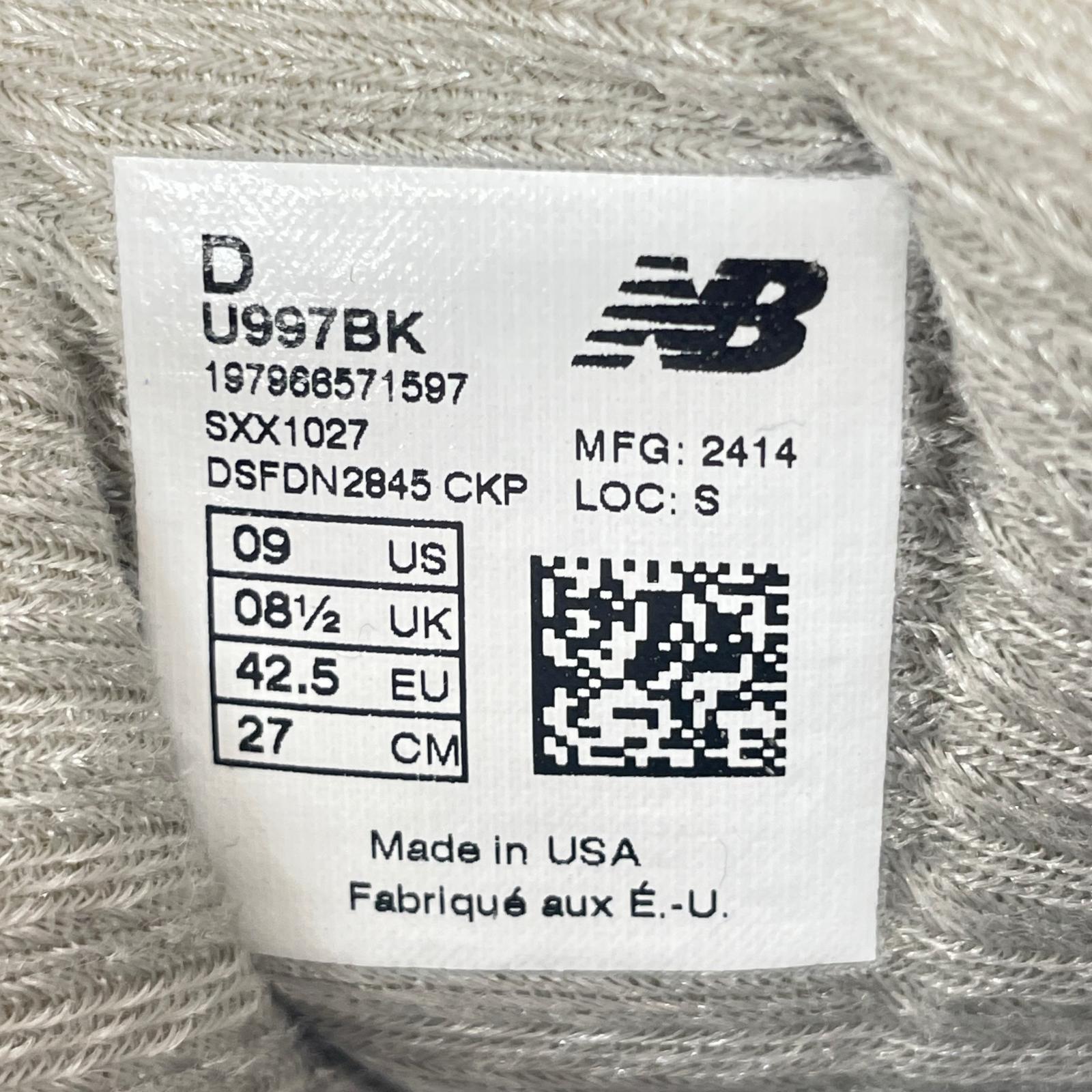 スニーカー ローカット USA製 U997BK (27.0) ブラック 27cm (US9 UK8 1/2 EU44) ブラック