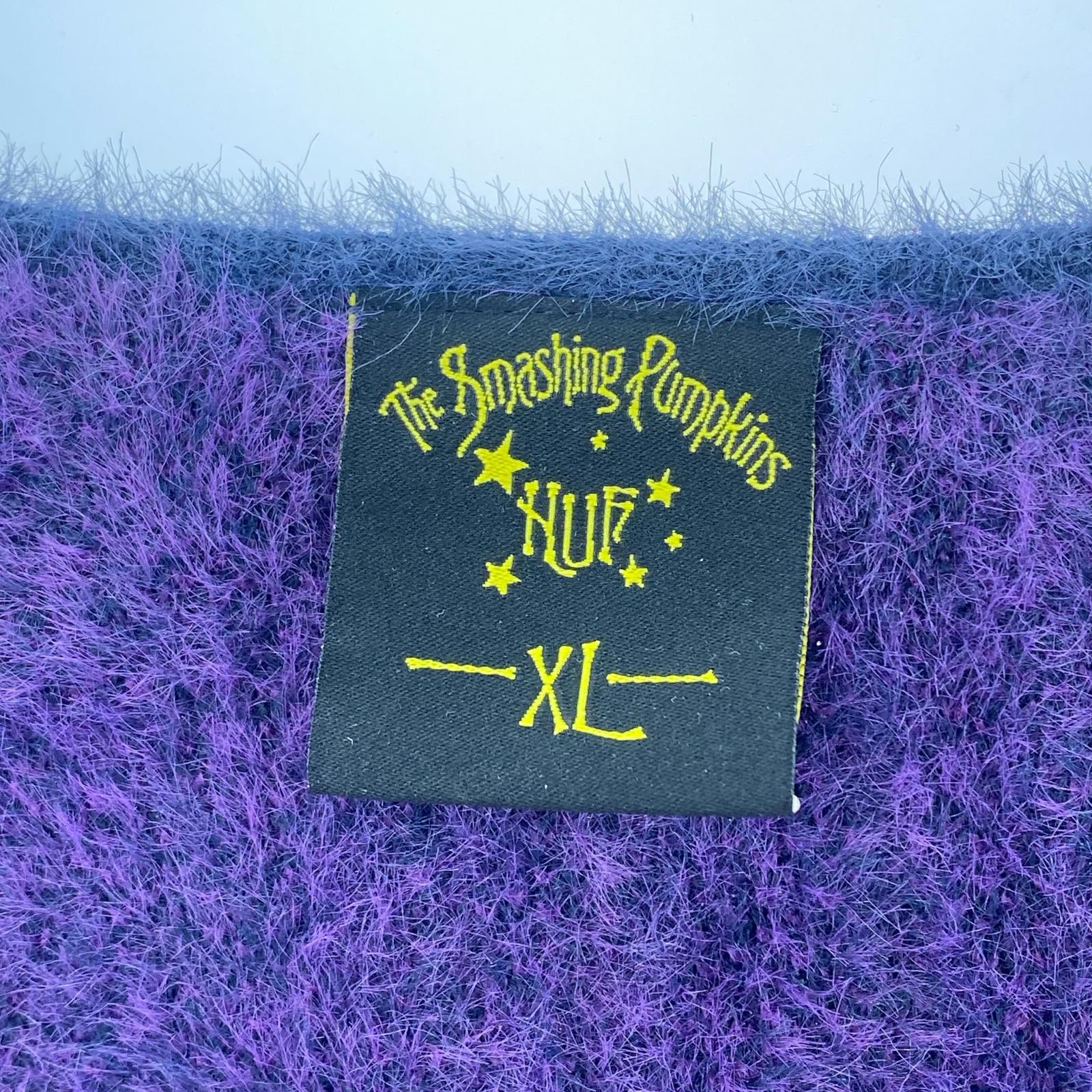 カーディガン Smashing Pumpkins シャギー モヘア XL 紺 紫 パープル