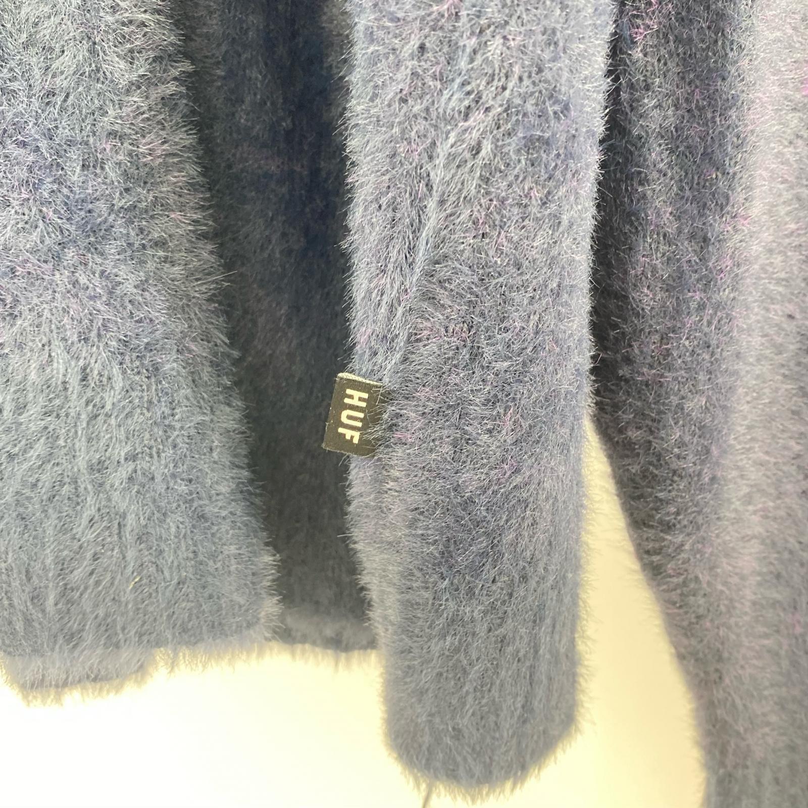 カーディガン Smashing Pumpkins シャギー モヘア XL 紺 紫 パープル