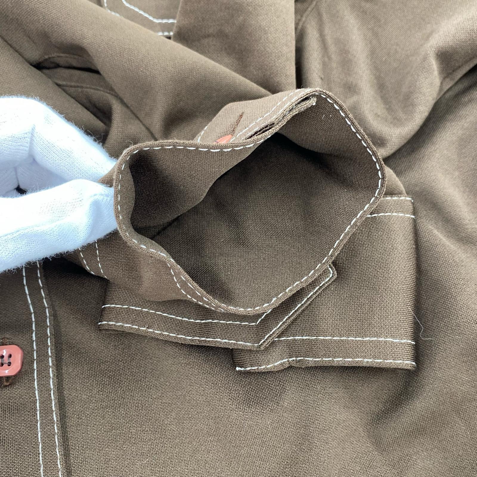 長袖シャツ 70s sears ポリシャツ L ブラウン