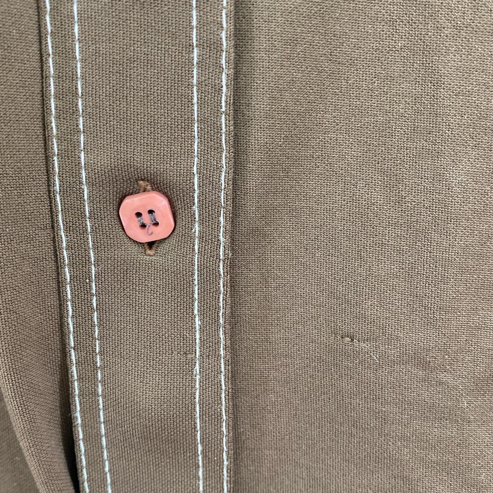 長袖シャツ 70s sears ポリシャツ L ブラウン