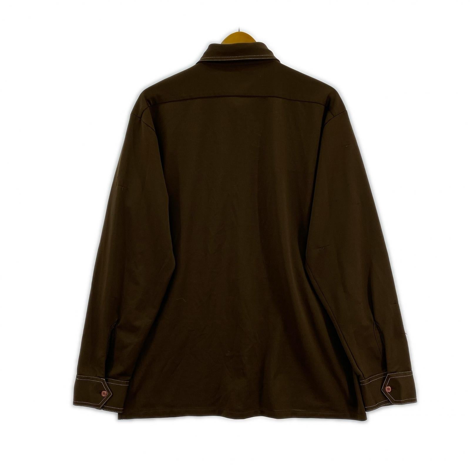 長袖シャツ 70s sears ポリシャツ L ブラウン