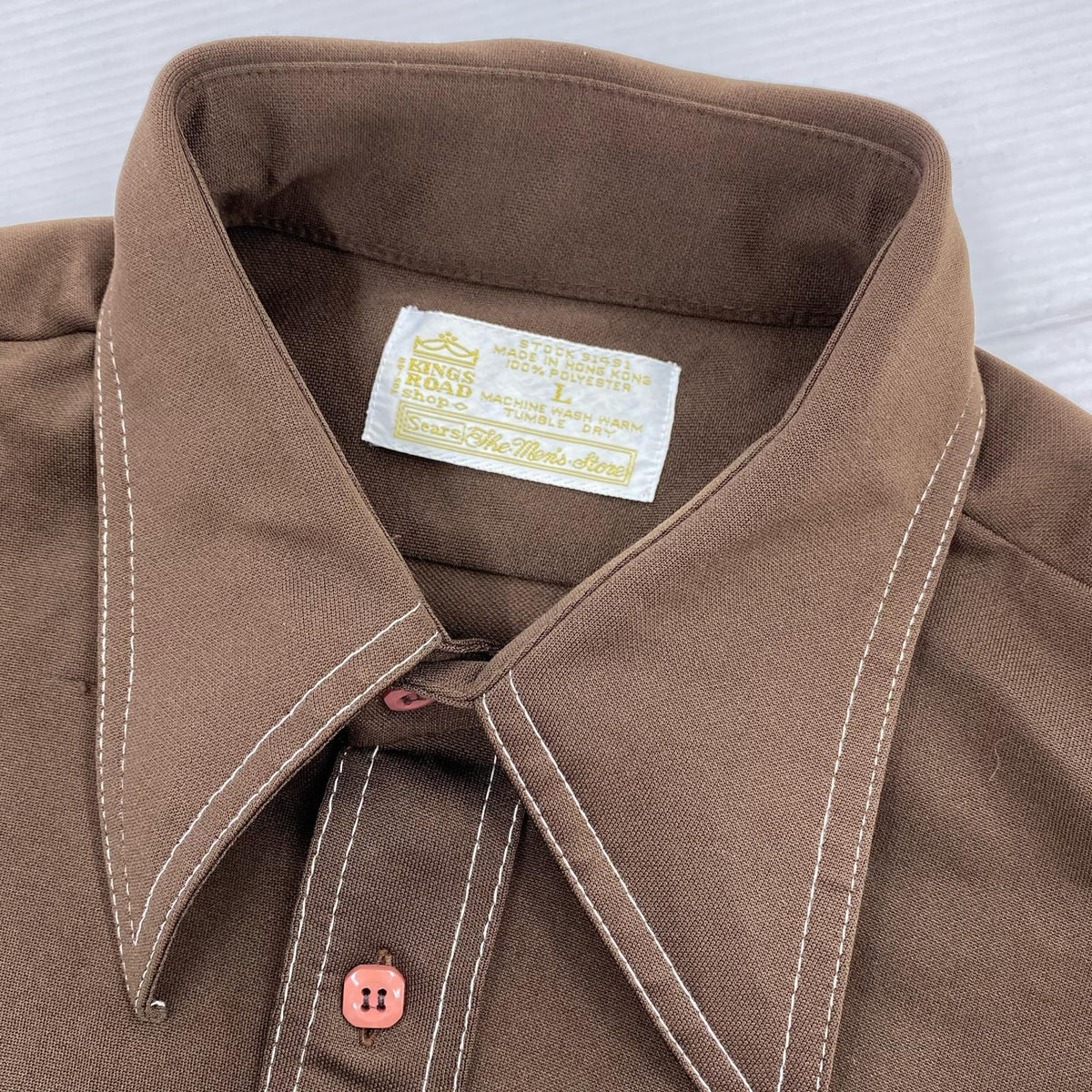 長袖シャツ 70s sears ポリシャツ L ブラウン