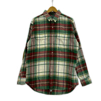 長袖シャツ チェック 緑白 (XL)