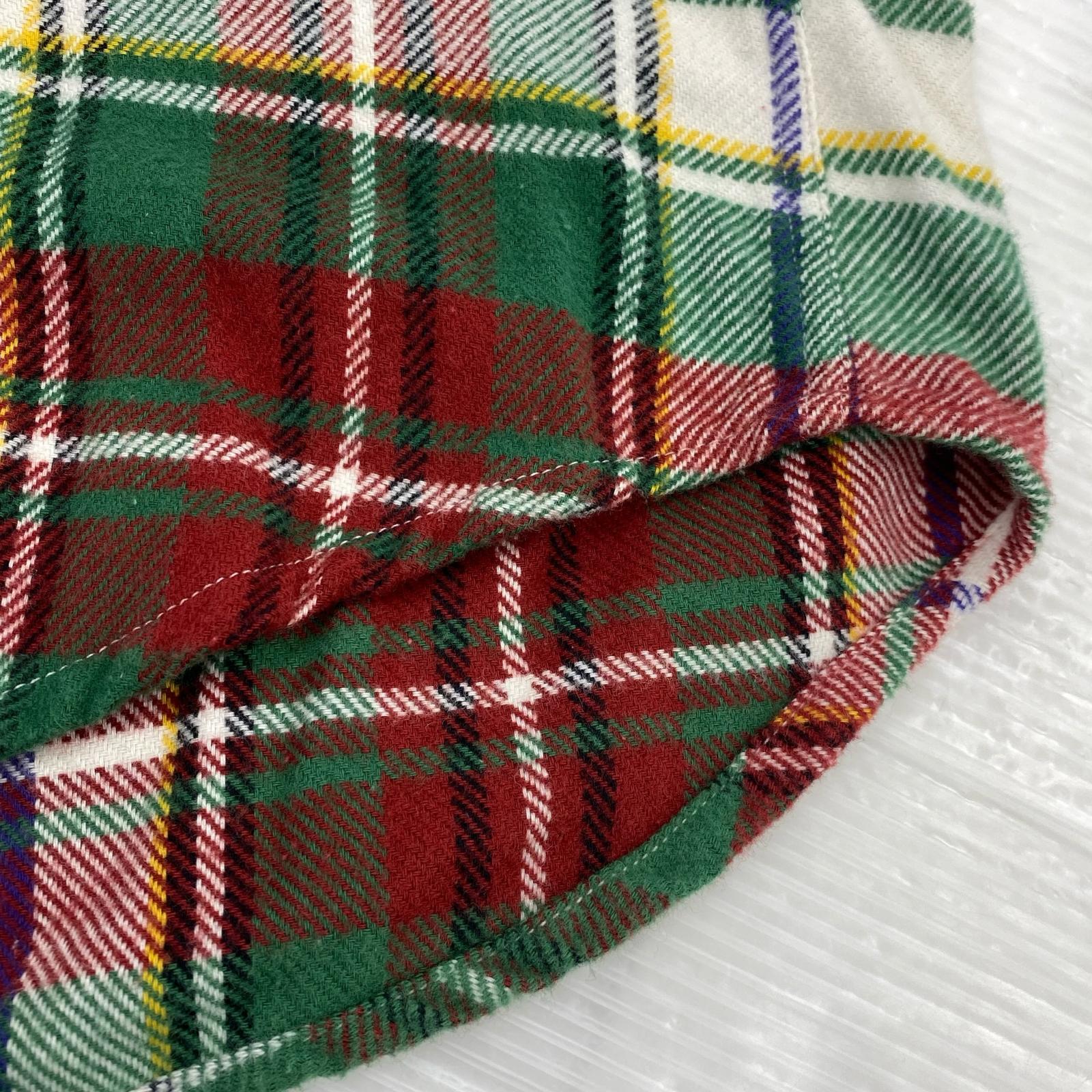 長袖シャツ チェック 緑白 (XL)