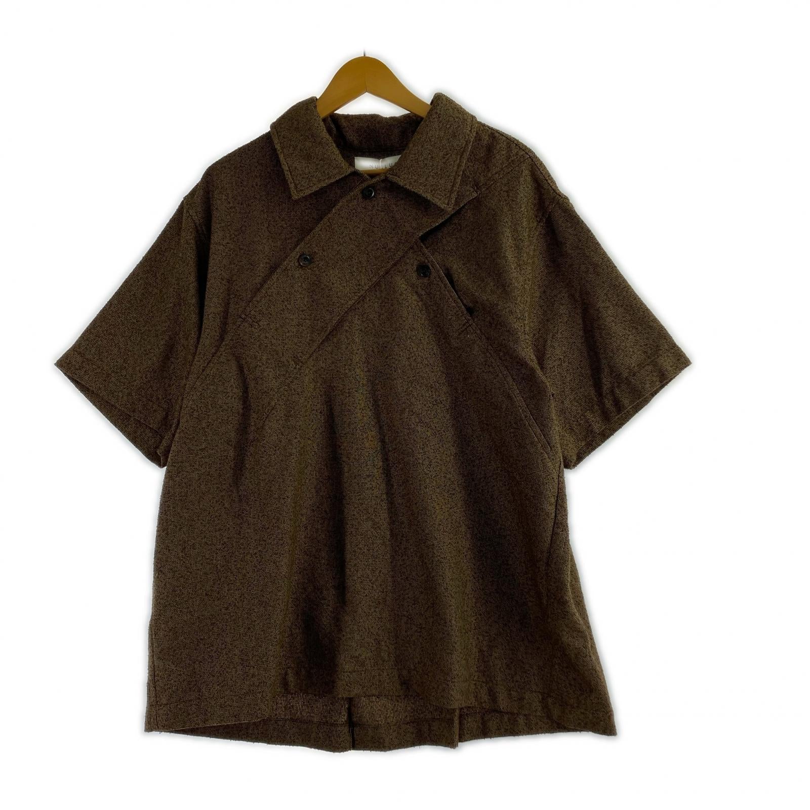ジャケット NULLUS 25SS クロスデザインハーフスリーブシャツ 1 茶 1 ブラウン