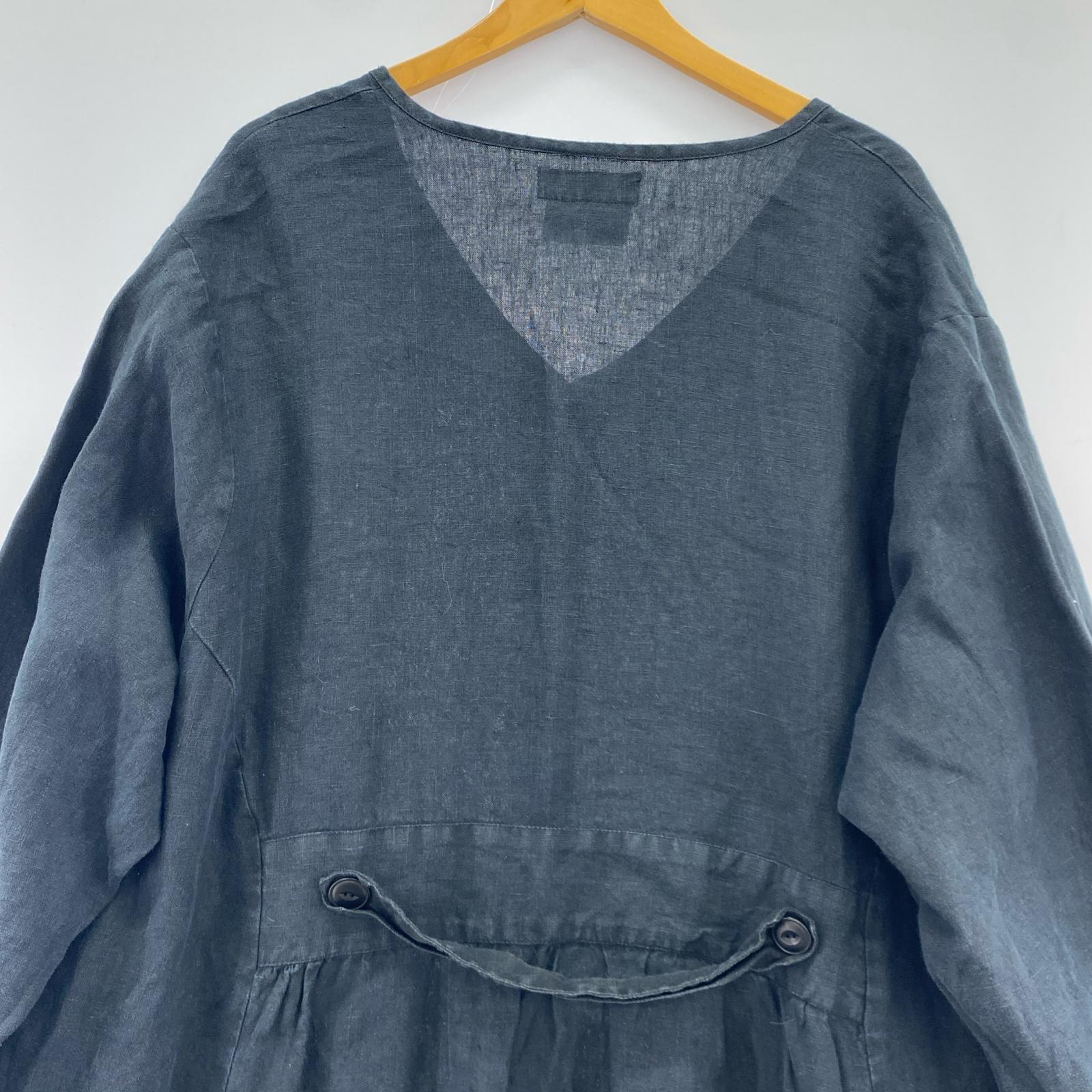 ジャケット 80s~ FLAX リネン ロング 黒 ブラック