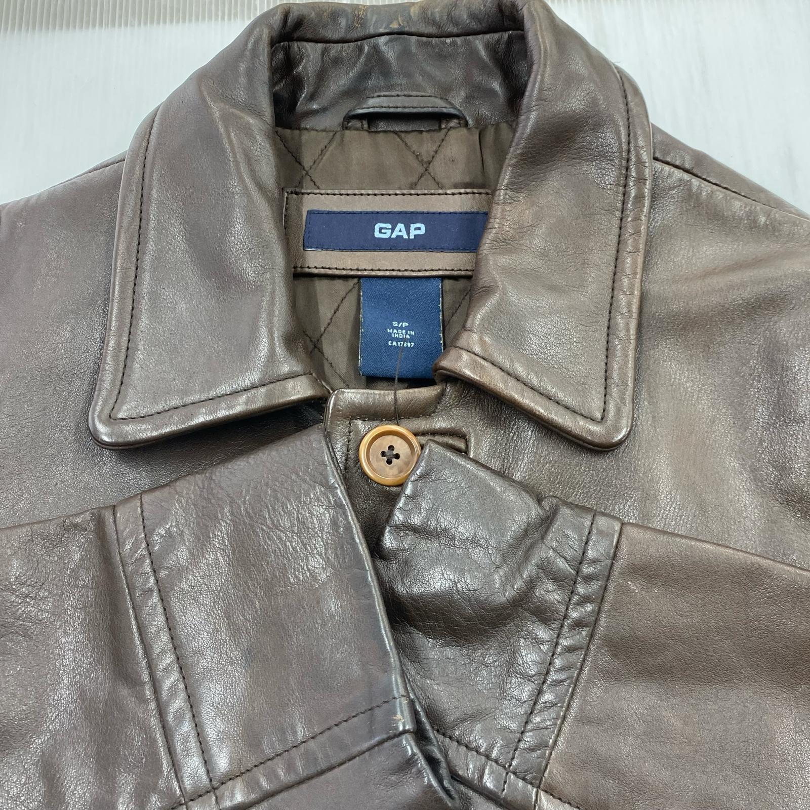 レザージャケット 00S OLD GAP 牛革レザーコート 茶 (S) S ブラウン