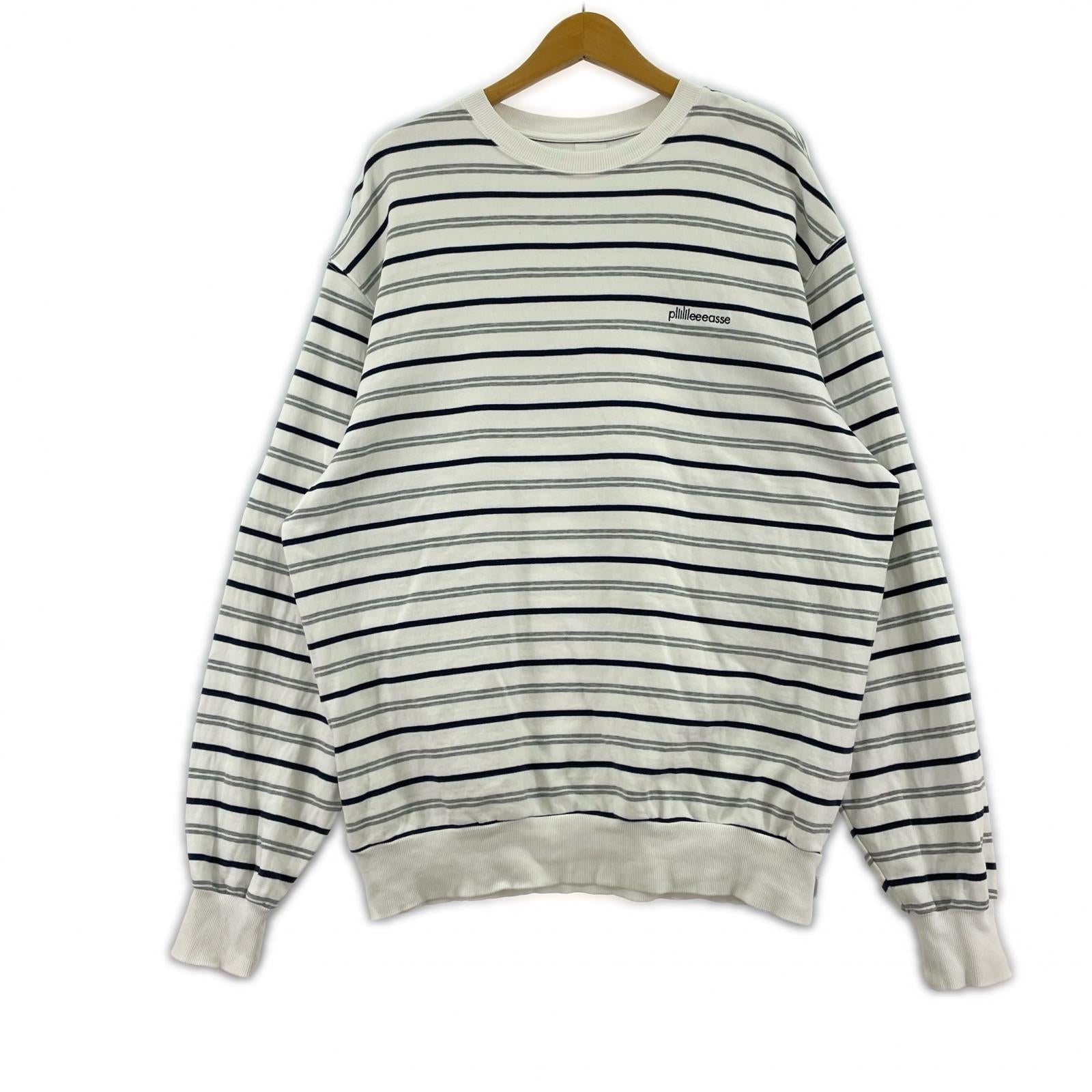 長袖Tシャツ スウェット ボーダー 25PLS-C001 L ホワイト