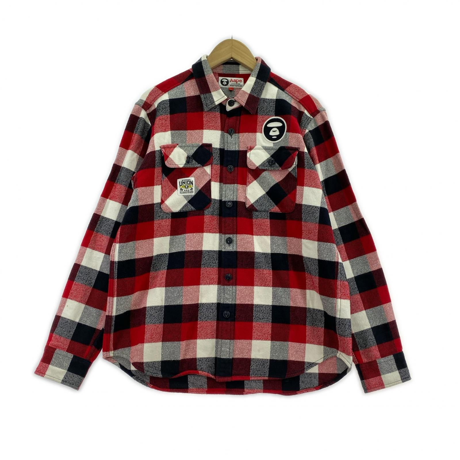 長袖シャツ AAPE チェック ネルシャツ 赤 L L