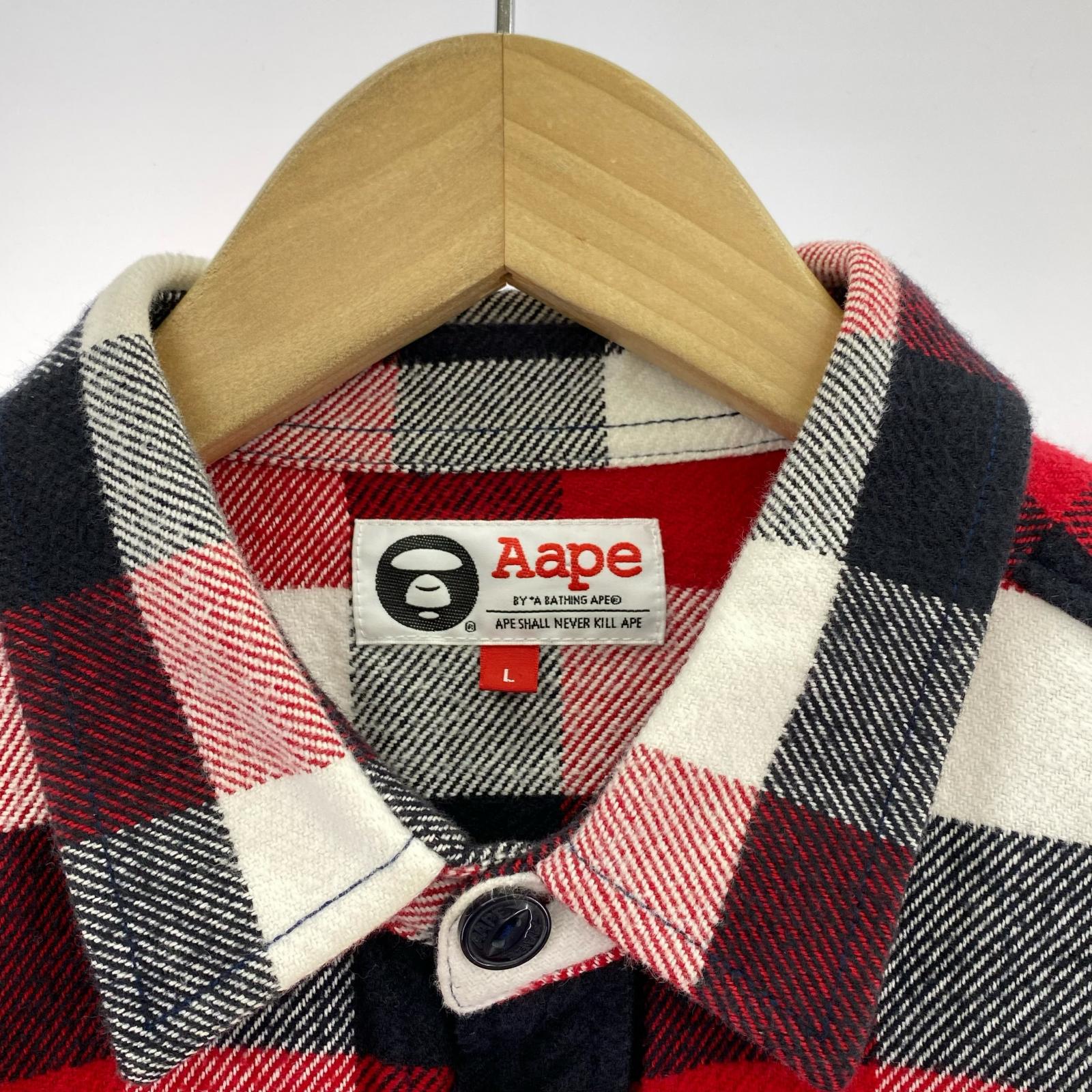 長袖シャツ AAPE チェック ネルシャツ 赤 L L