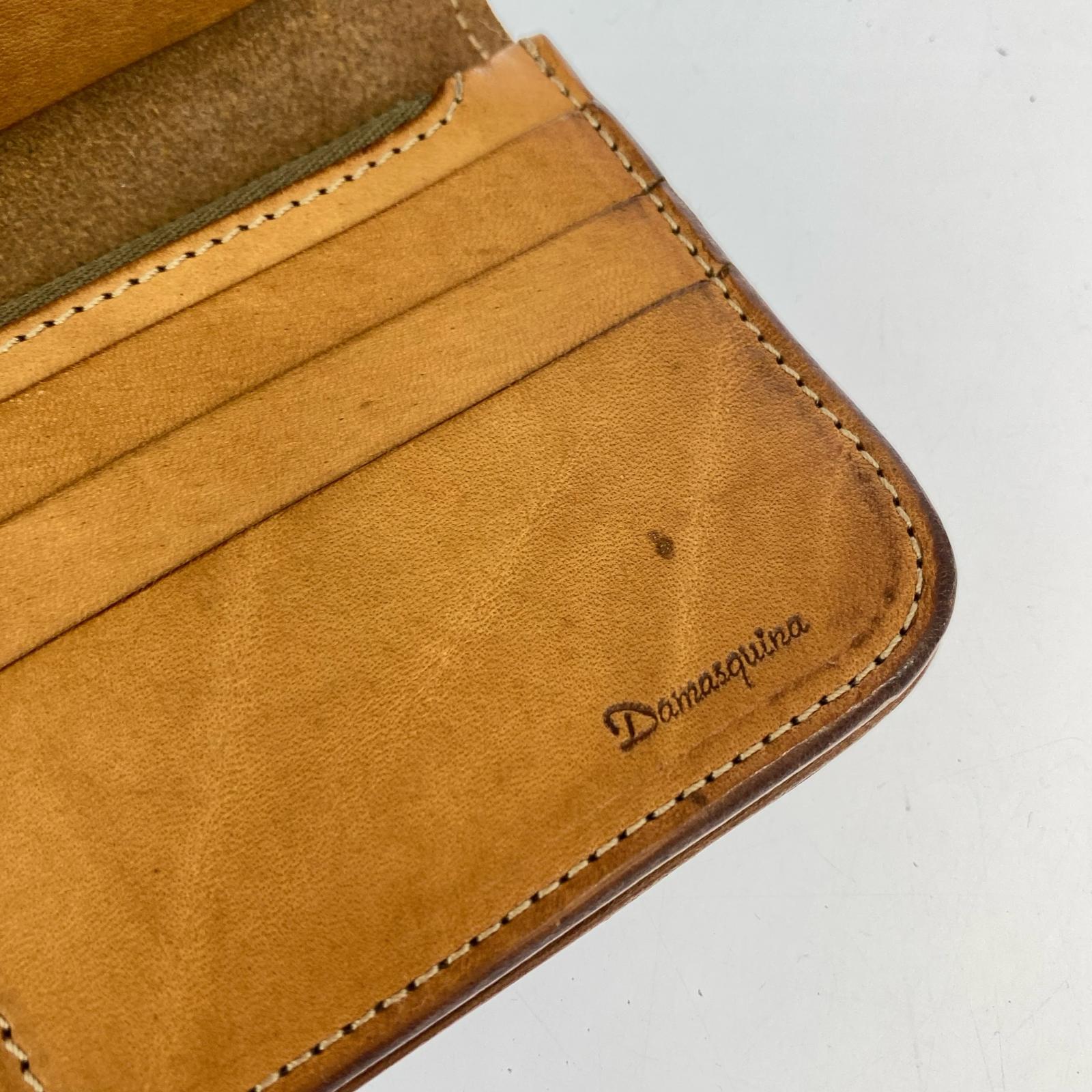 長財布 Damasquina レザー 二つ折り財布 ブラウン