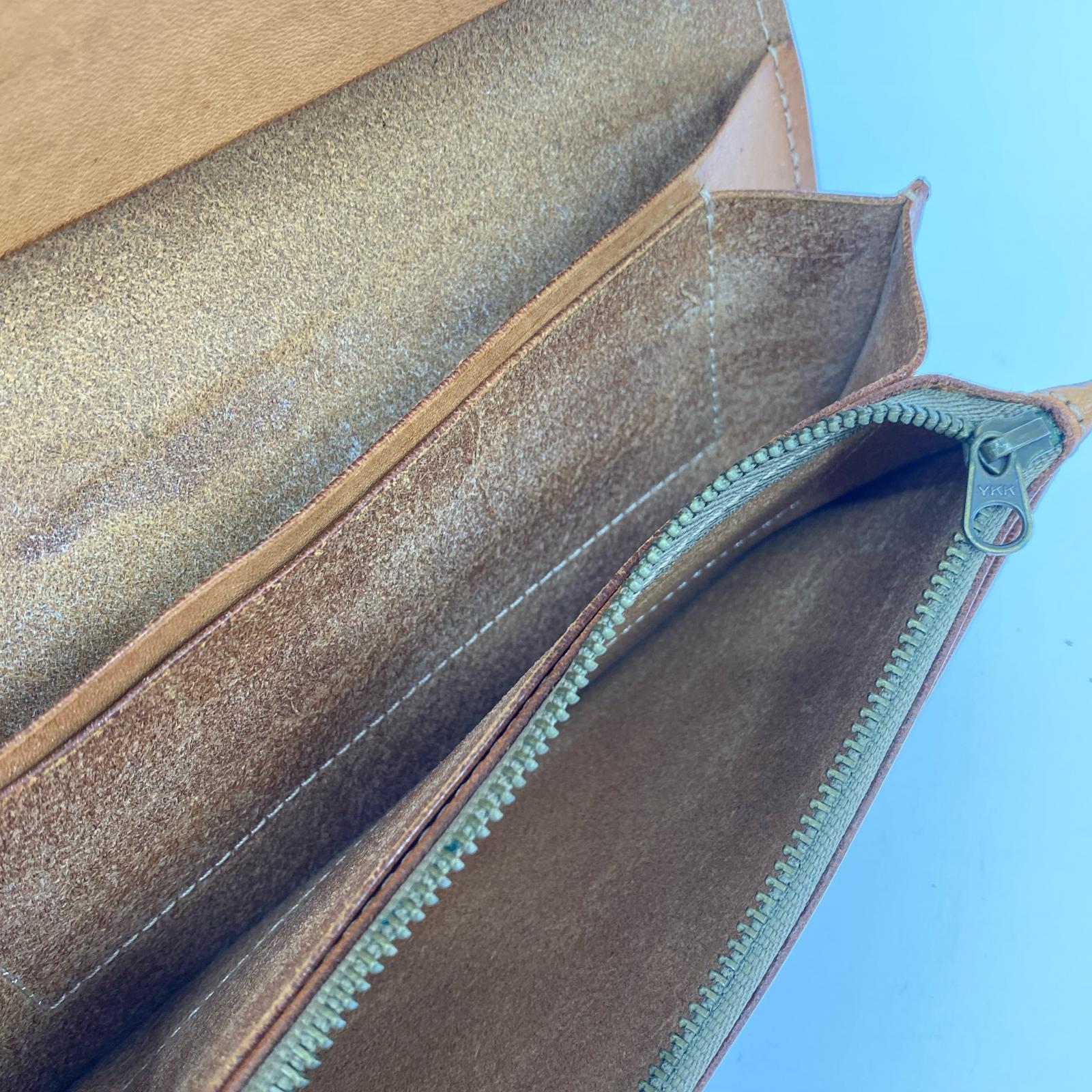 長財布 Damasquina レザー 二つ折り財布 ブラウン