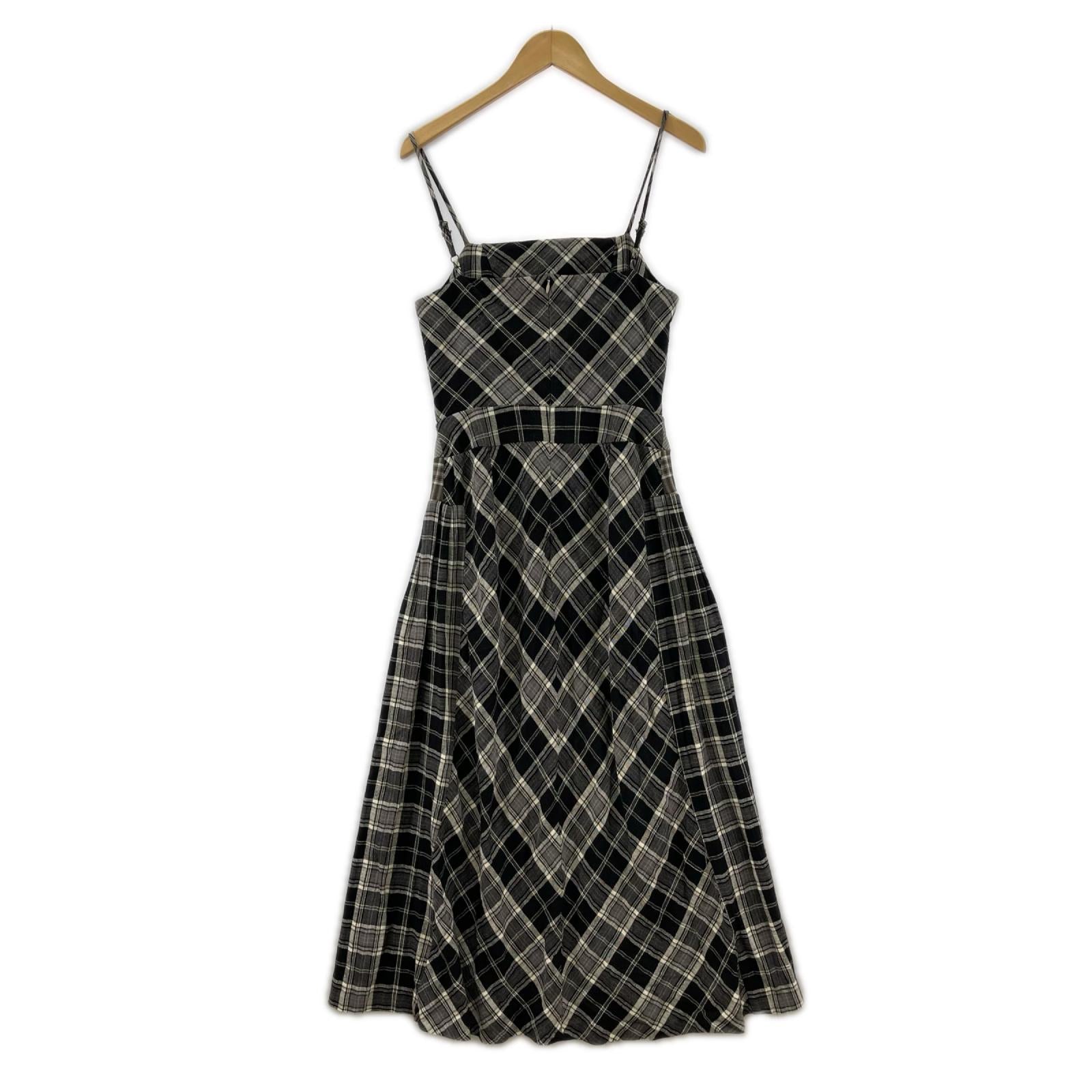 ワンピース ANDMARY/Nadia check long dress/BRN フリー ブラック