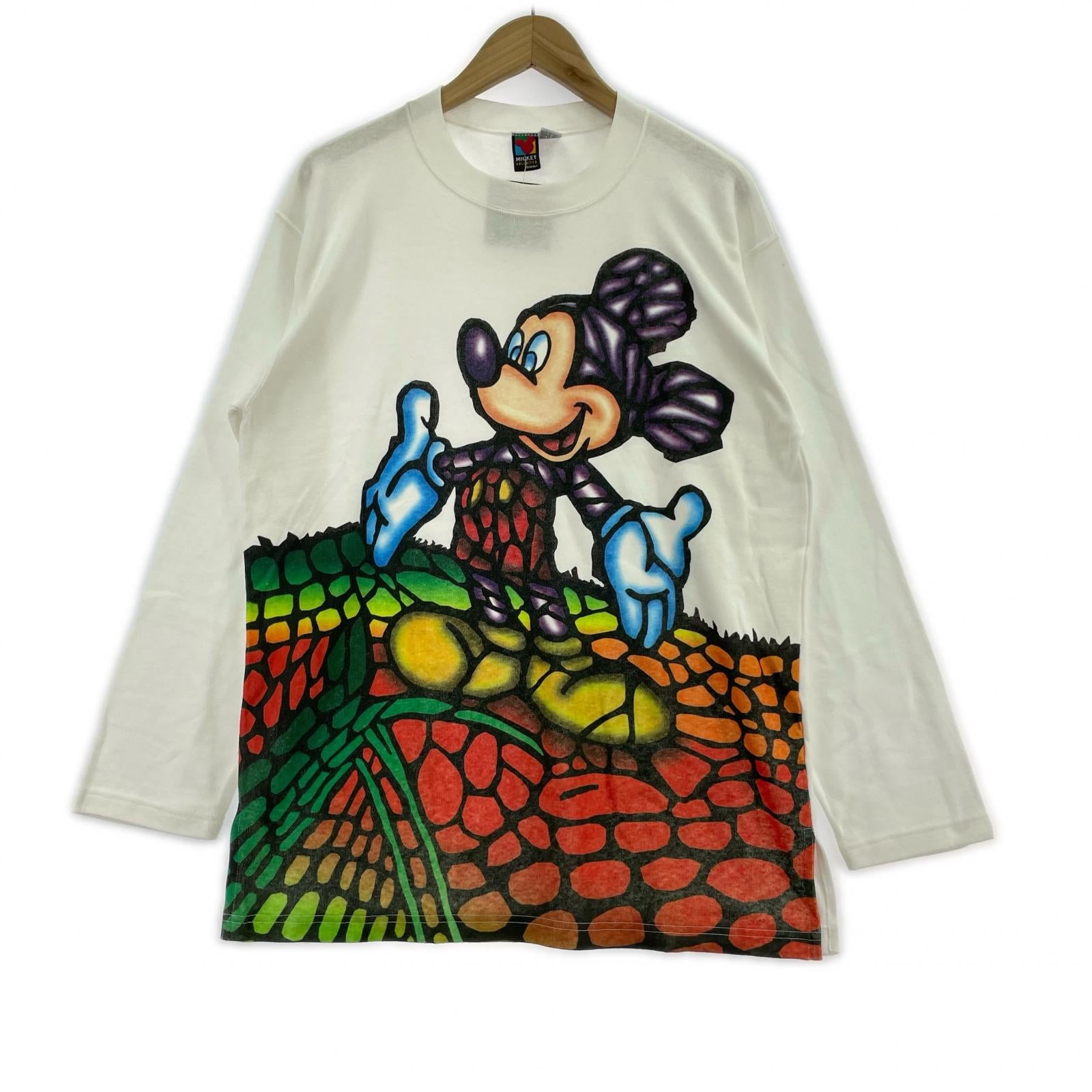 長袖Tシャツ 00s Micky グラフィックプリントTee WHT