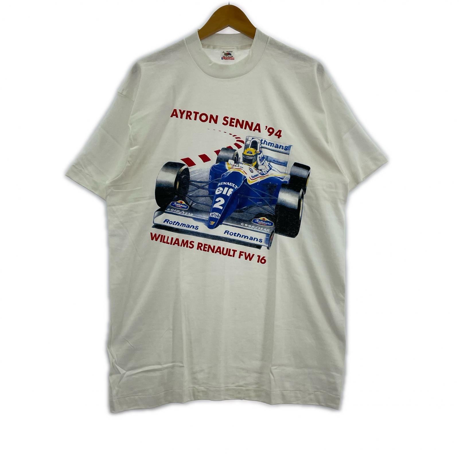 半袖Tシャツ 90s ウィリアムズ アイルトンセナ 白 USA製 (L) L ホワイト