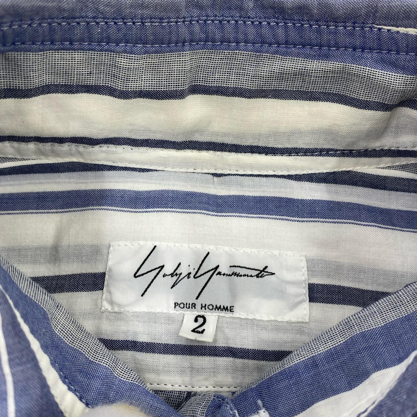 長袖シャツ Yohji Yamamoto POUR HOMME ストライプシャツ 2 ブルー系 2
