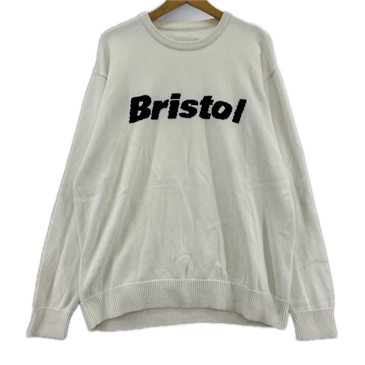 ニット AUTHENTIC LOGO CREWNECK KNIT 白 L ホワイト