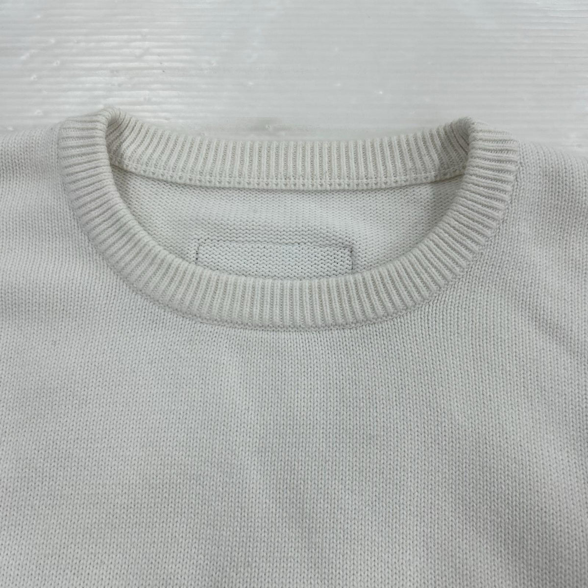 ニット AUTHENTIC LOGO CREWNECK KNIT 白 L ホワイト