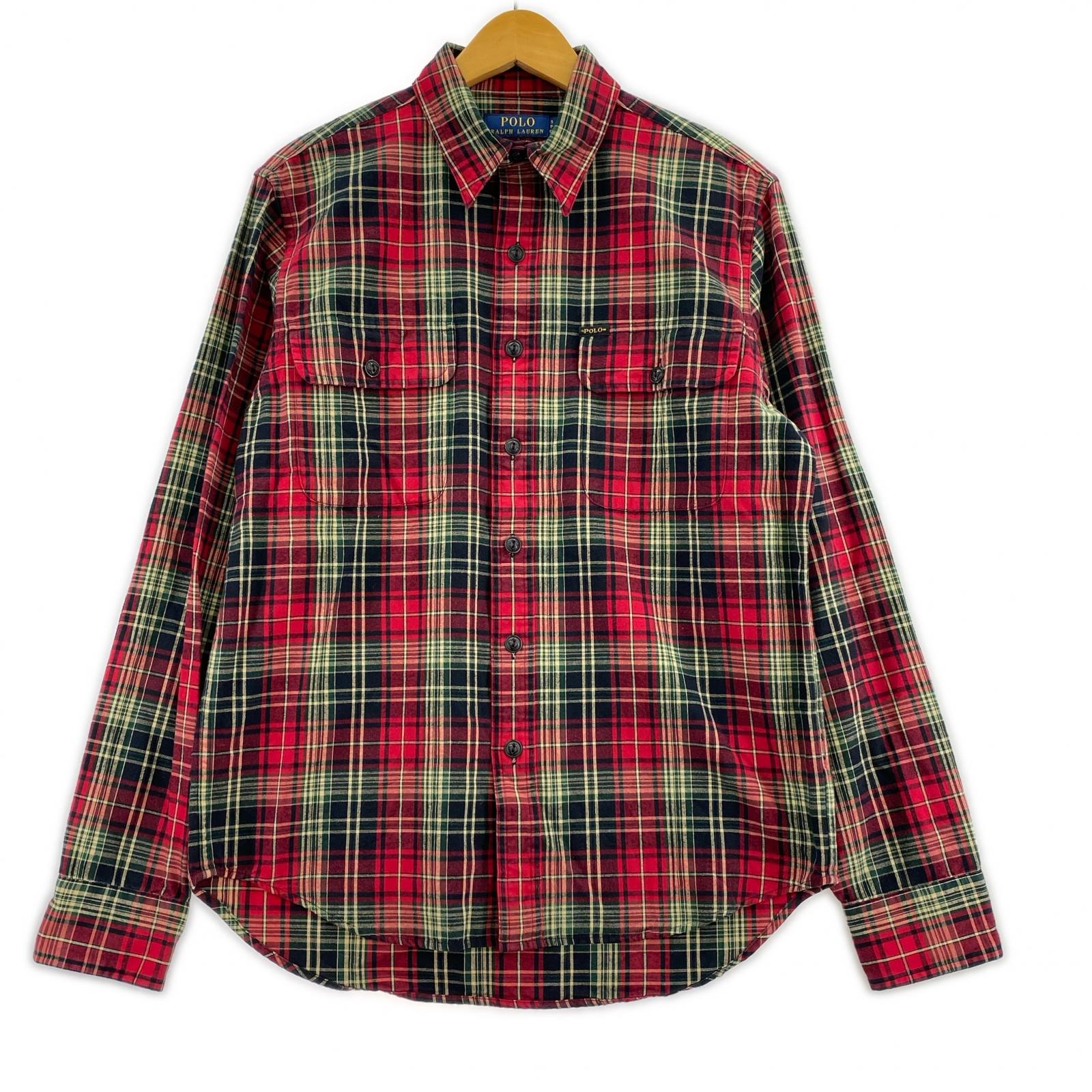 長袖シャツ L/S チェックシャツ CLASSIC FIT S レッド