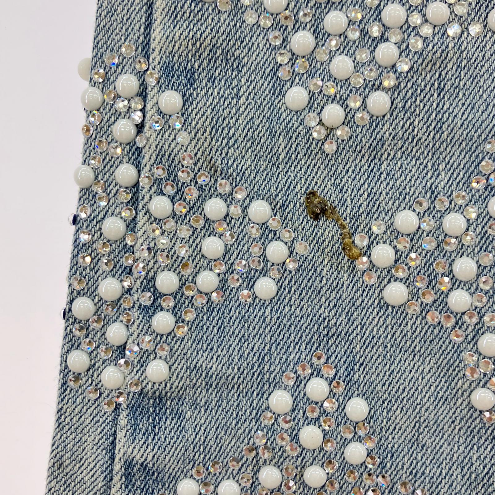 デニムパンツ GUAPI Aqua Blue Embellished Denim V4 水色