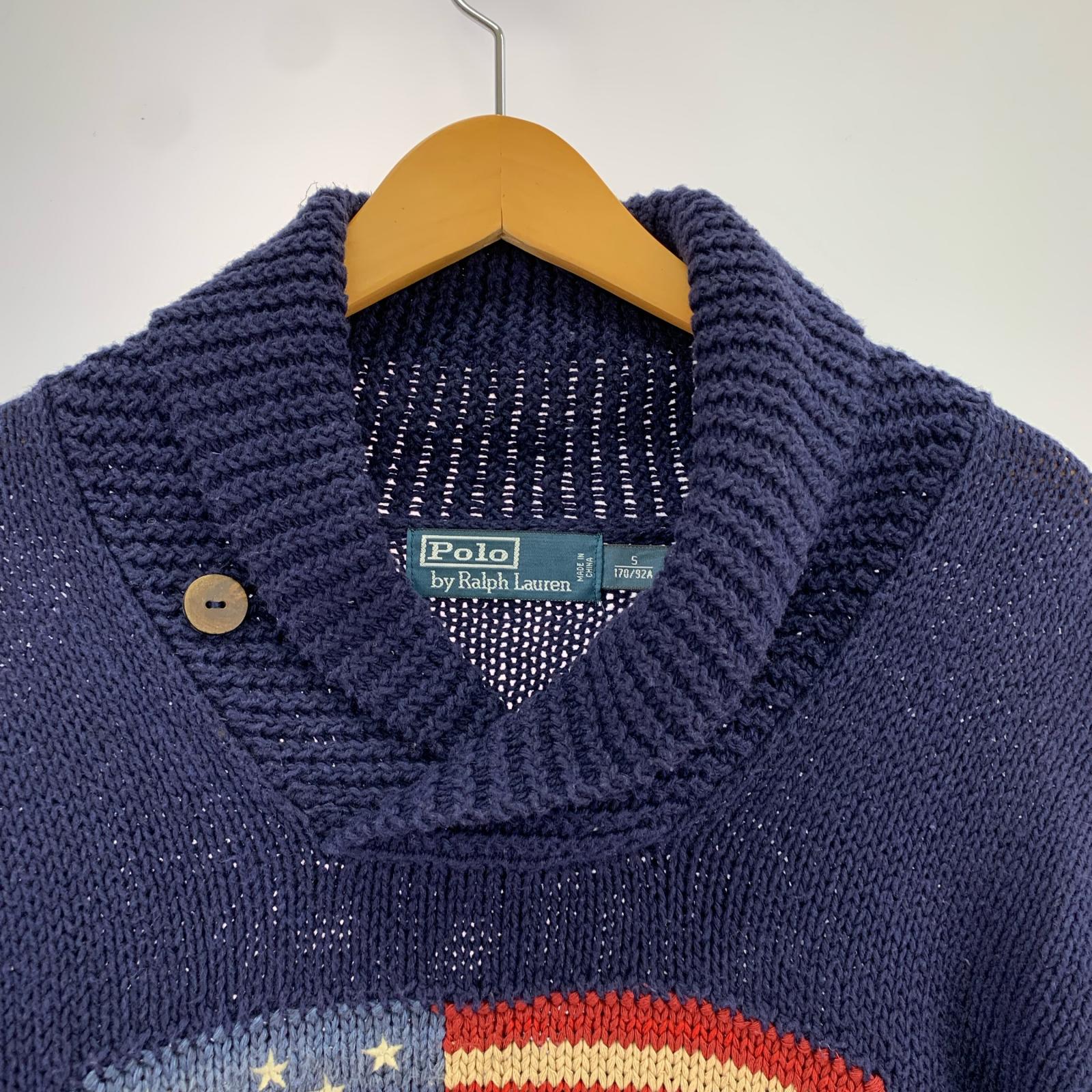 ニット POLO RALPH LAUREN 星条旗 ニット 紺 (S) S ネイビー