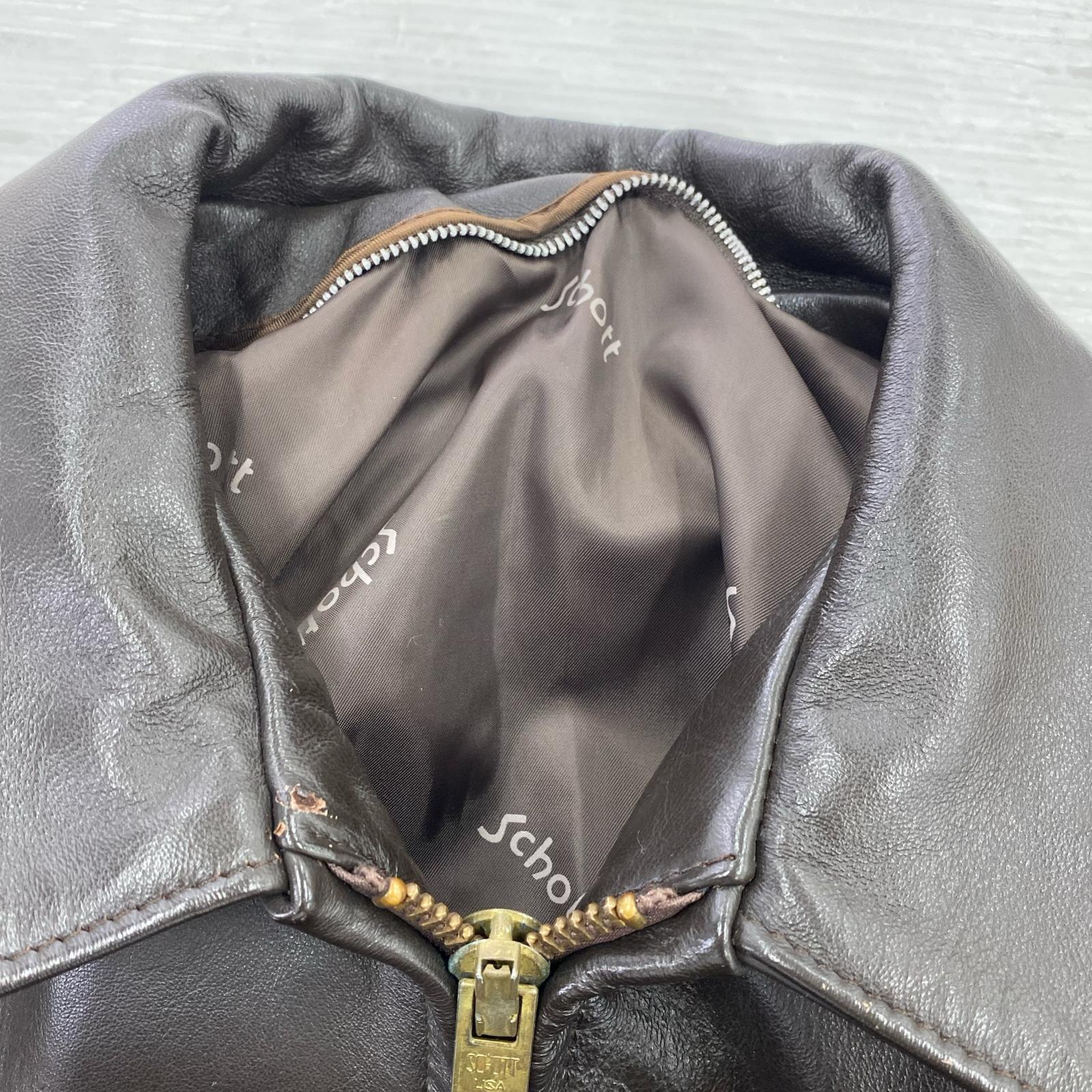 レザージャケット schott 652H ホースハイド シングルライダース 42 42 ブラウン