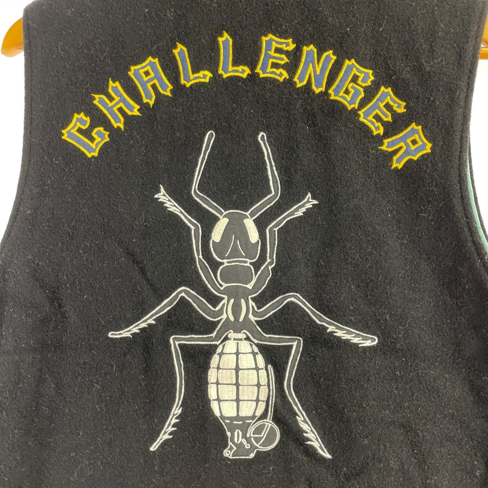 ジャケット CHALLENGER 蟻手榴弾刺繍 ウールベスト L L ブラック