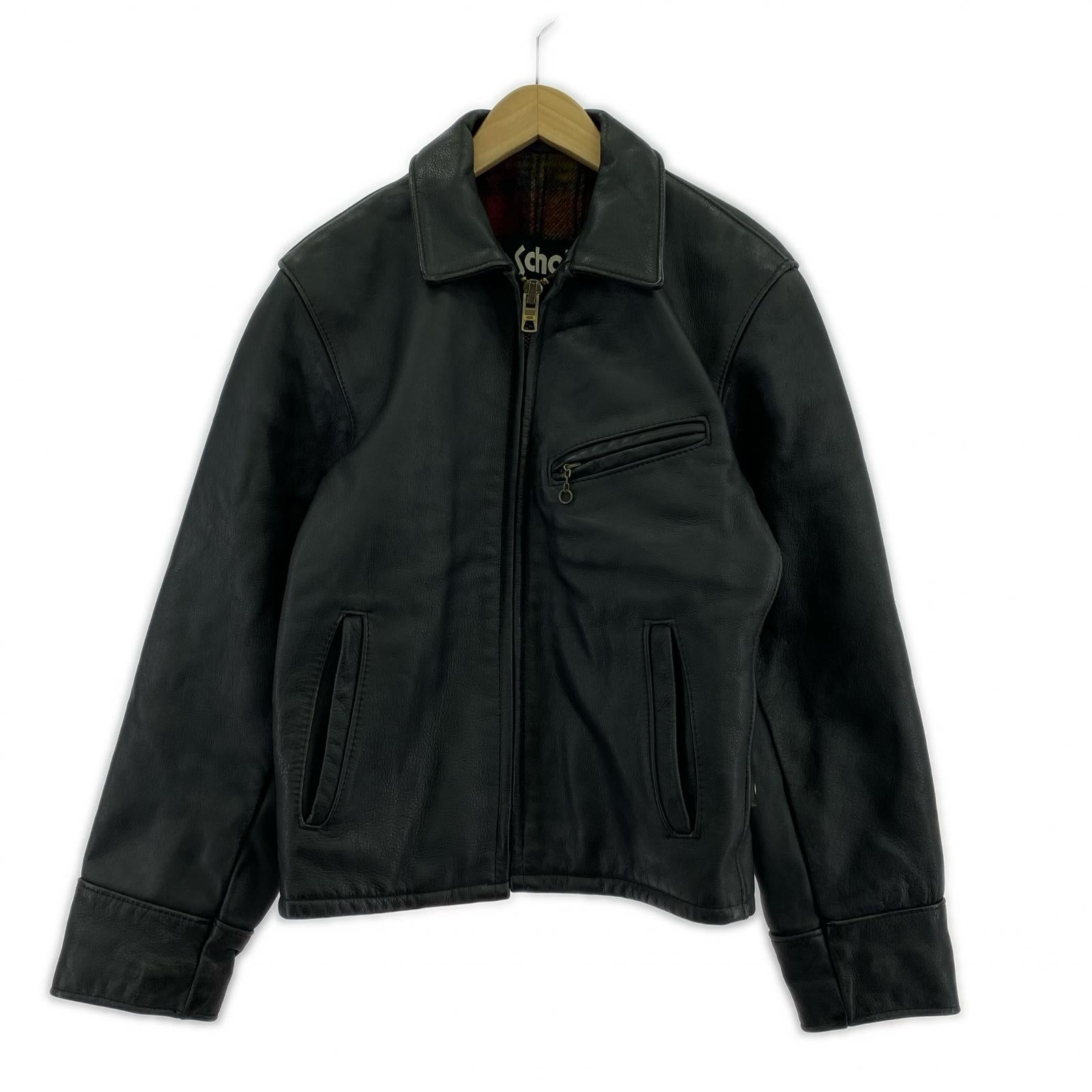 ジャケット 裏ブランケットシングルレザージャケット 36 36 ブラック