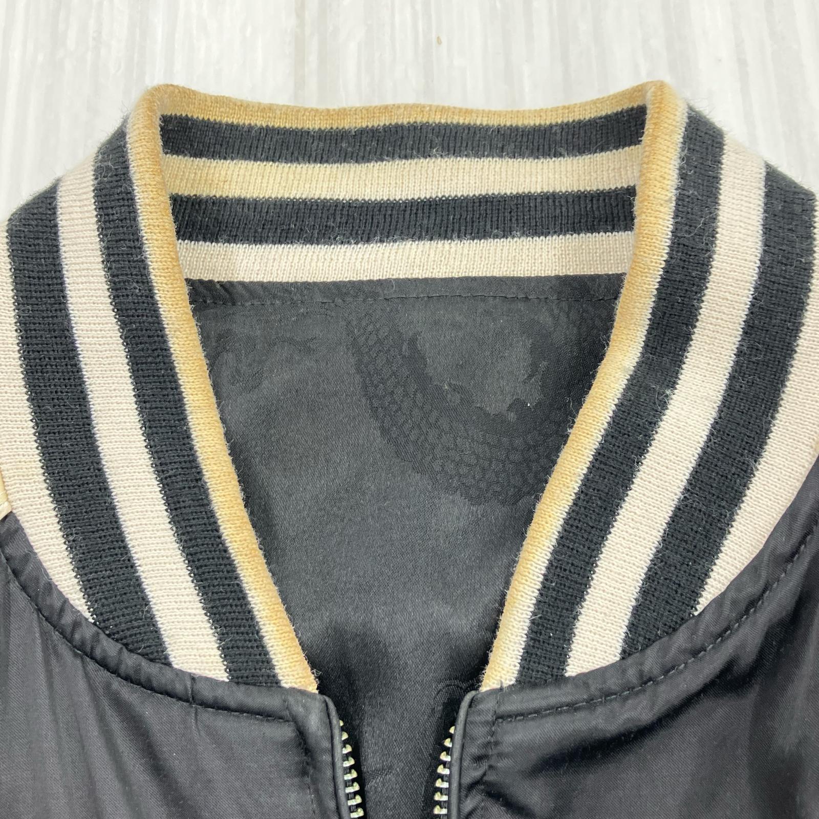 ブルゾン 絡繰魂 鬼龍刺繍 レーヨンスカジャン M ブラック