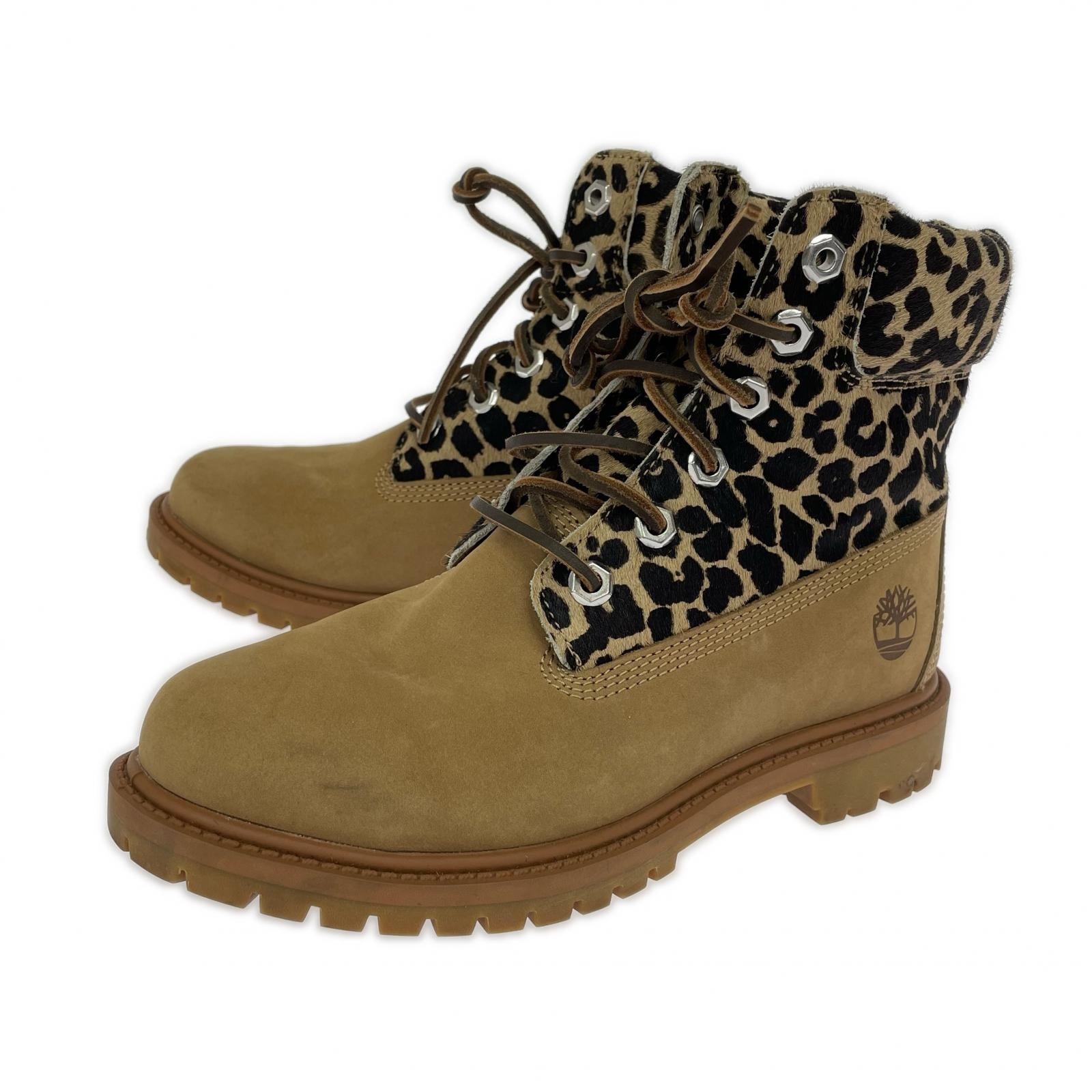 ブーツ Timberland レオパード/ヒョウ柄 チャッカブーツ A5M5N 23.5cm (US5 1/2 UK5 EU37) ベージュ