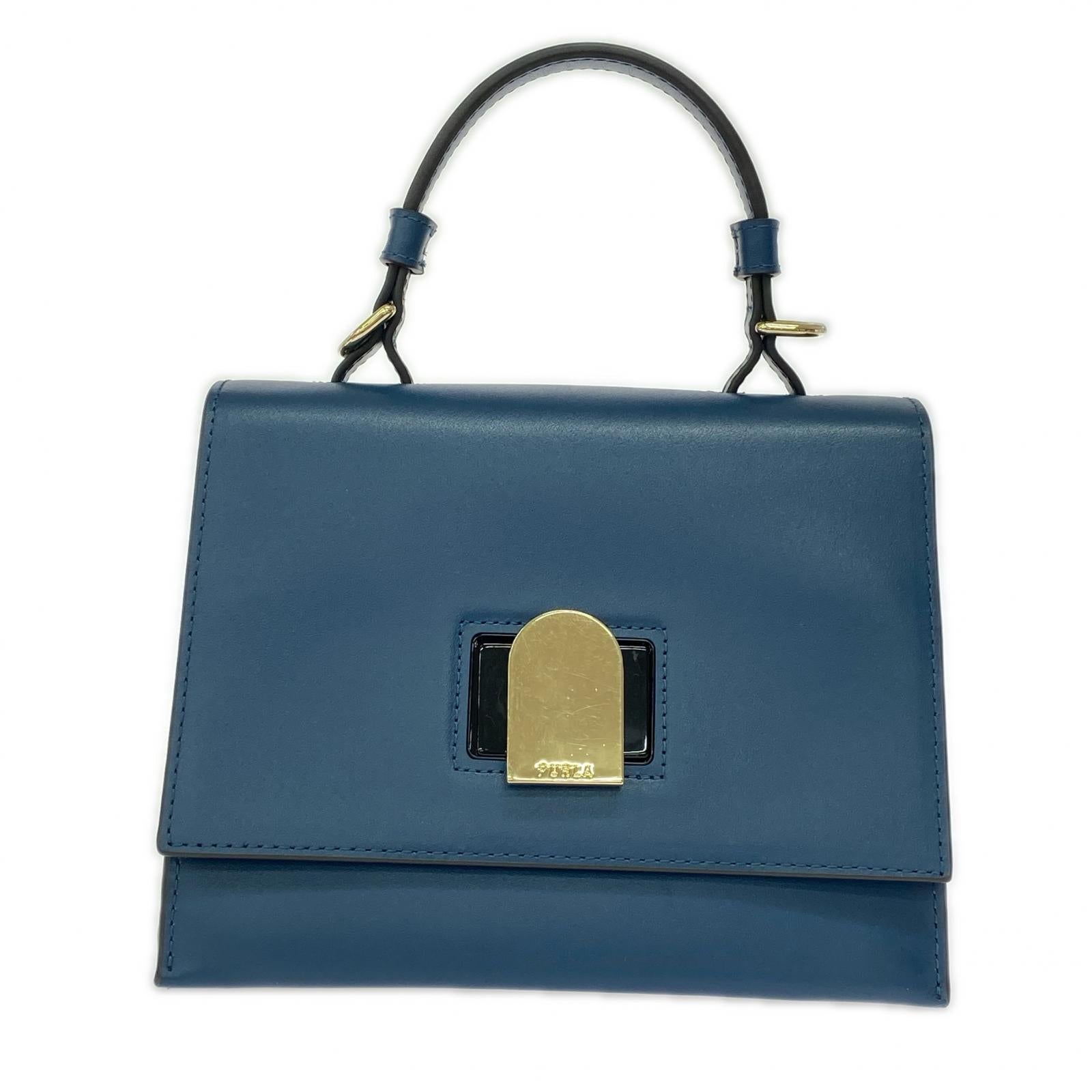 ハンドバッグ EMMA MINI TOP HANDLE ネイビー ネイビー