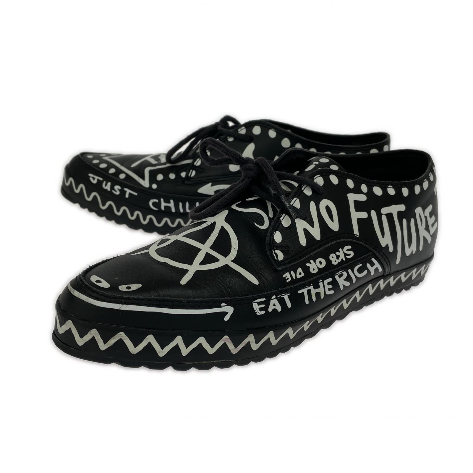 スニーカー JS GRAFFITI SLIM グラフィック 黒 (23.5cm) 23.5cm (US5 1/2 UK5 EU37) ブラック