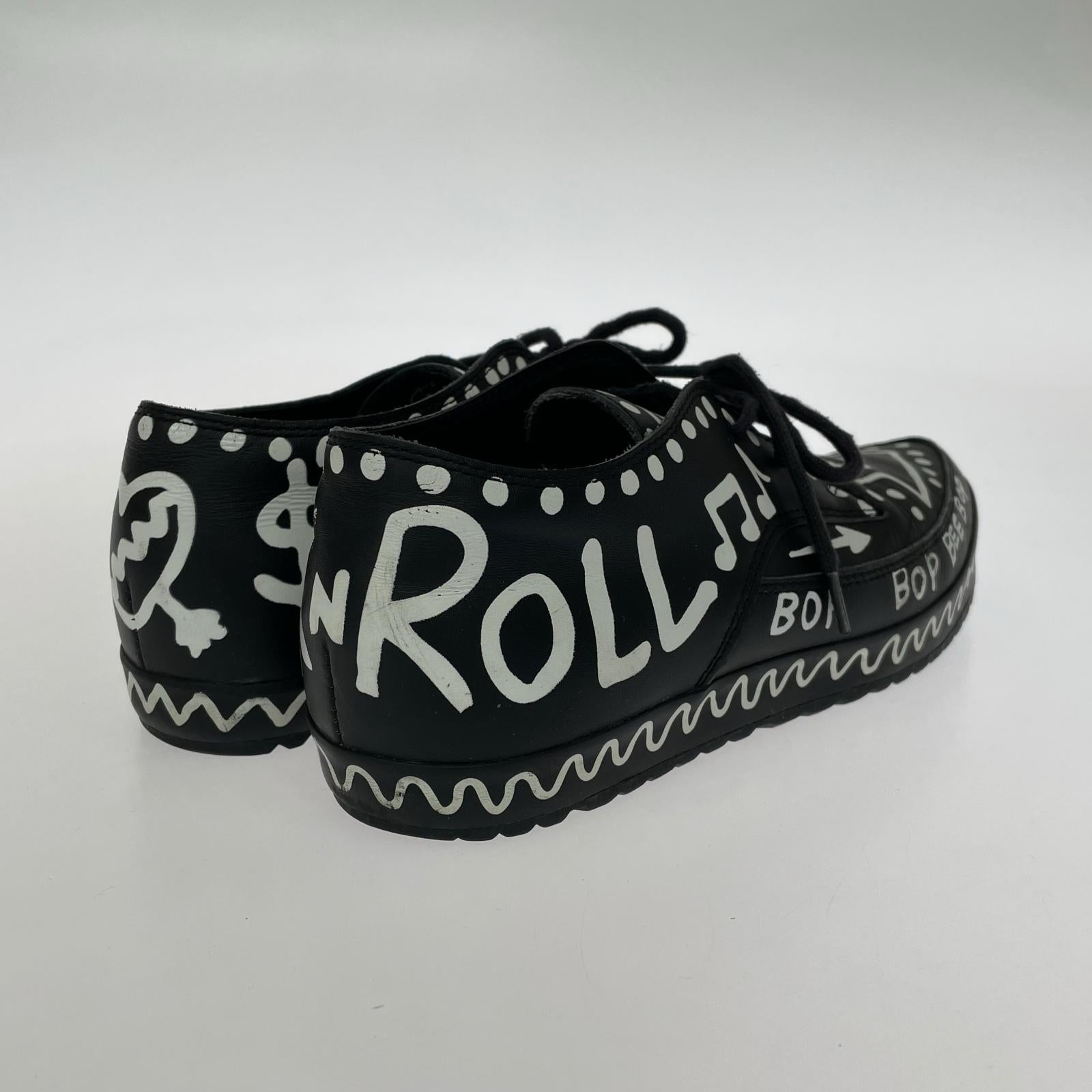 スニーカー JS GRAFFITI SLIM グラフィック 黒 (23.5cm) 23.5cm (US5 1/2 UK5 EU37) ブラック