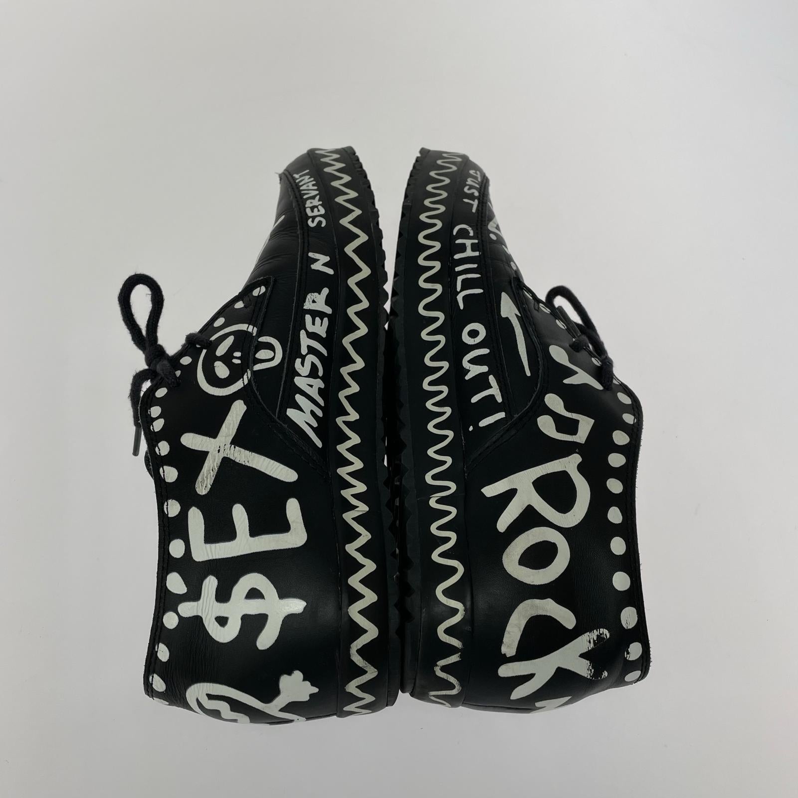 スニーカー JS GRAFFITI SLIM グラフィック 黒 (23.5cm) 23.5cm (US5 1/2 UK5 EU37) ブラック