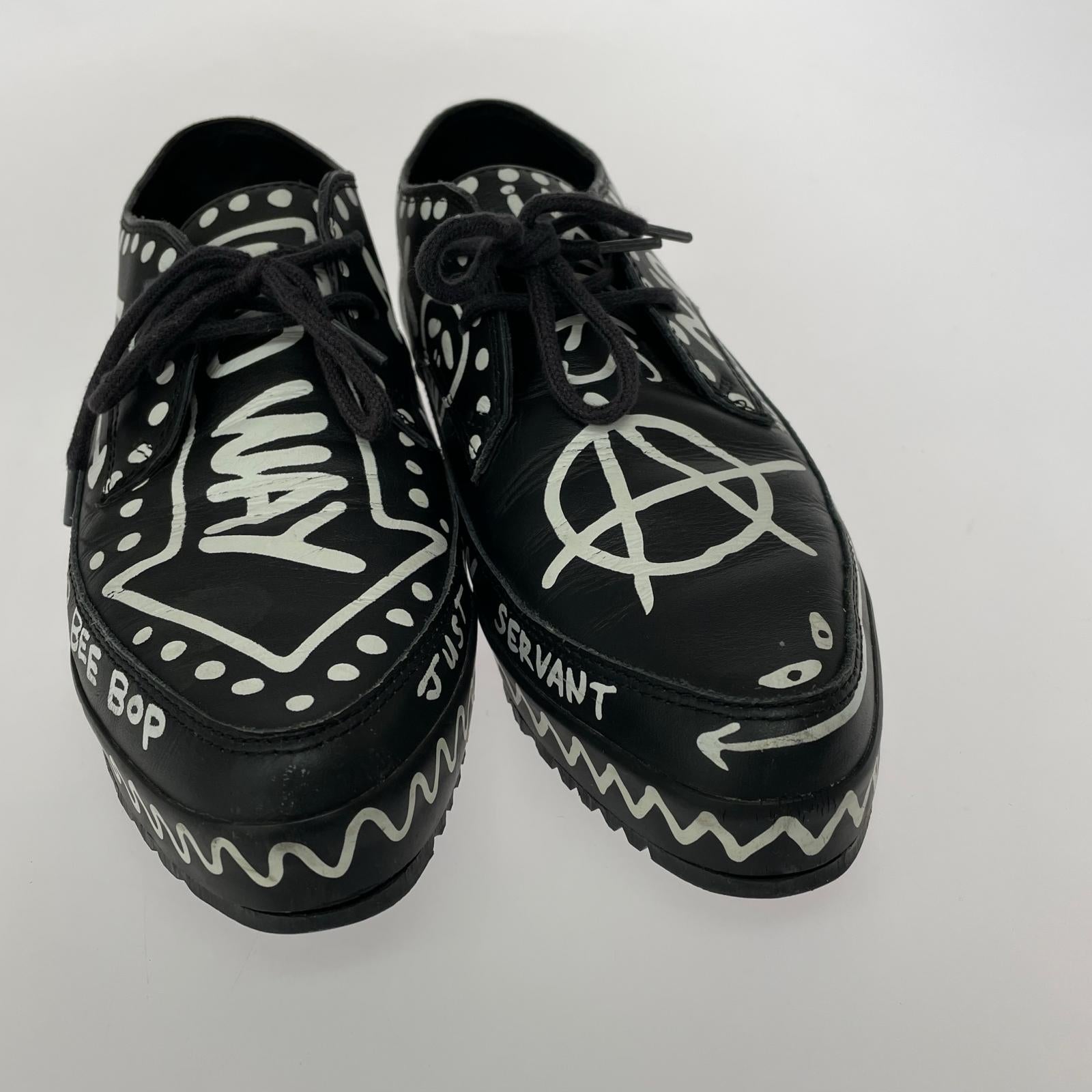 スニーカー JS GRAFFITI SLIM グラフィック 黒 (23.5cm) 23.5cm (US5 1/2 UK5 EU37) ブラック
