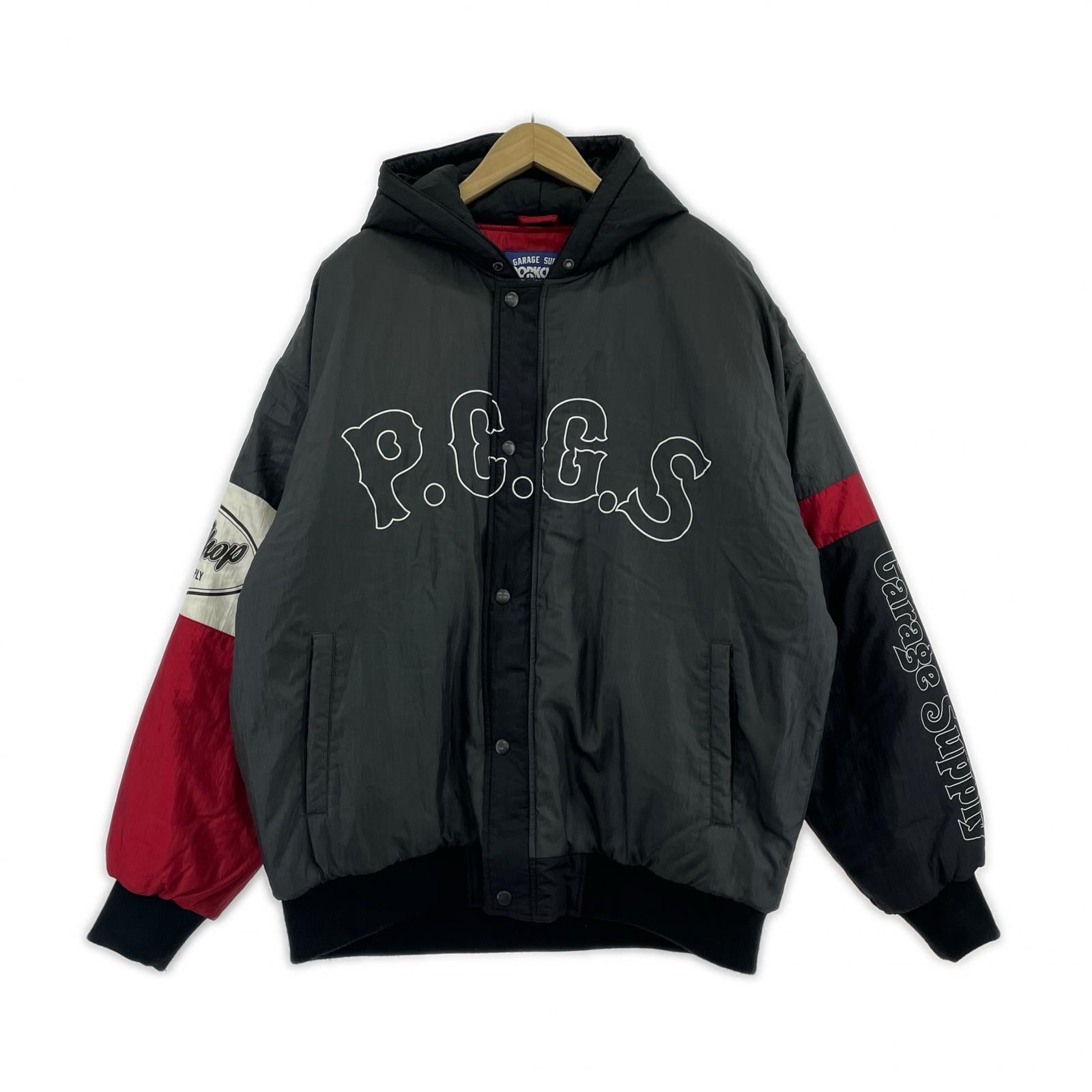 ジャケット PORKCHOP GARAGE SUPPLY フード スタジャン L ブラック