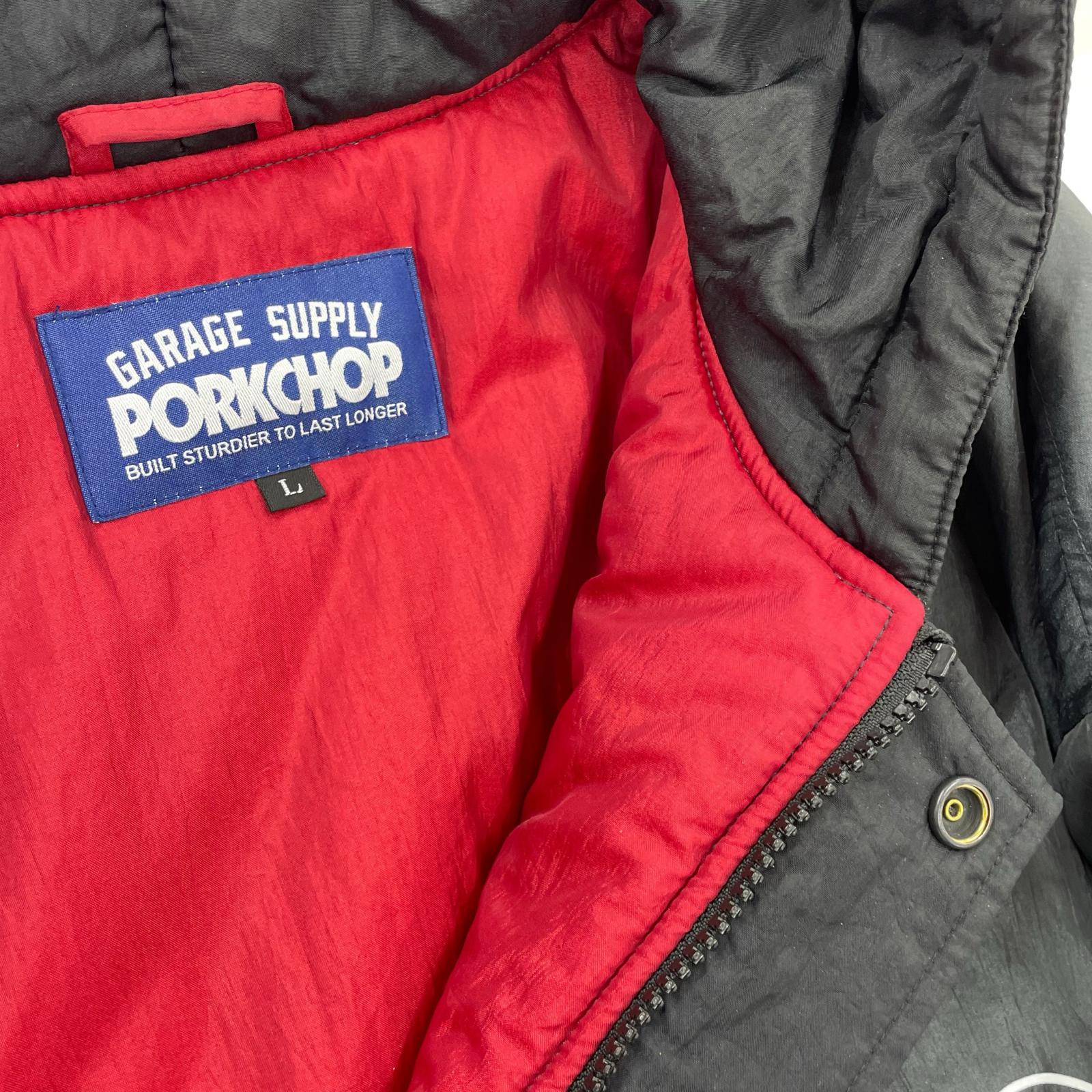 ジャケット PORKCHOP GARAGE SUPPLY フード スタジャン L ブラック