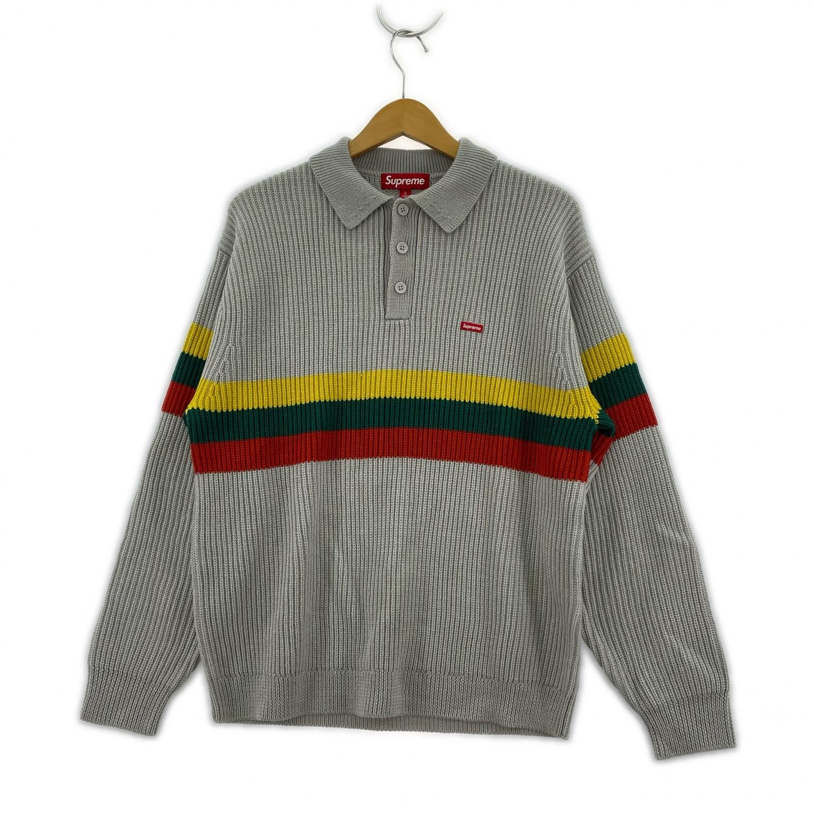 ニット SMALL LOGO POLO SWEATER SIZE:S S グレー