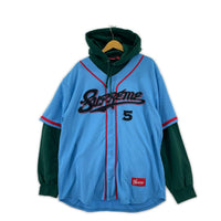 パーカー Baseball Jersey Hooded Sweat Shirt 青 緑