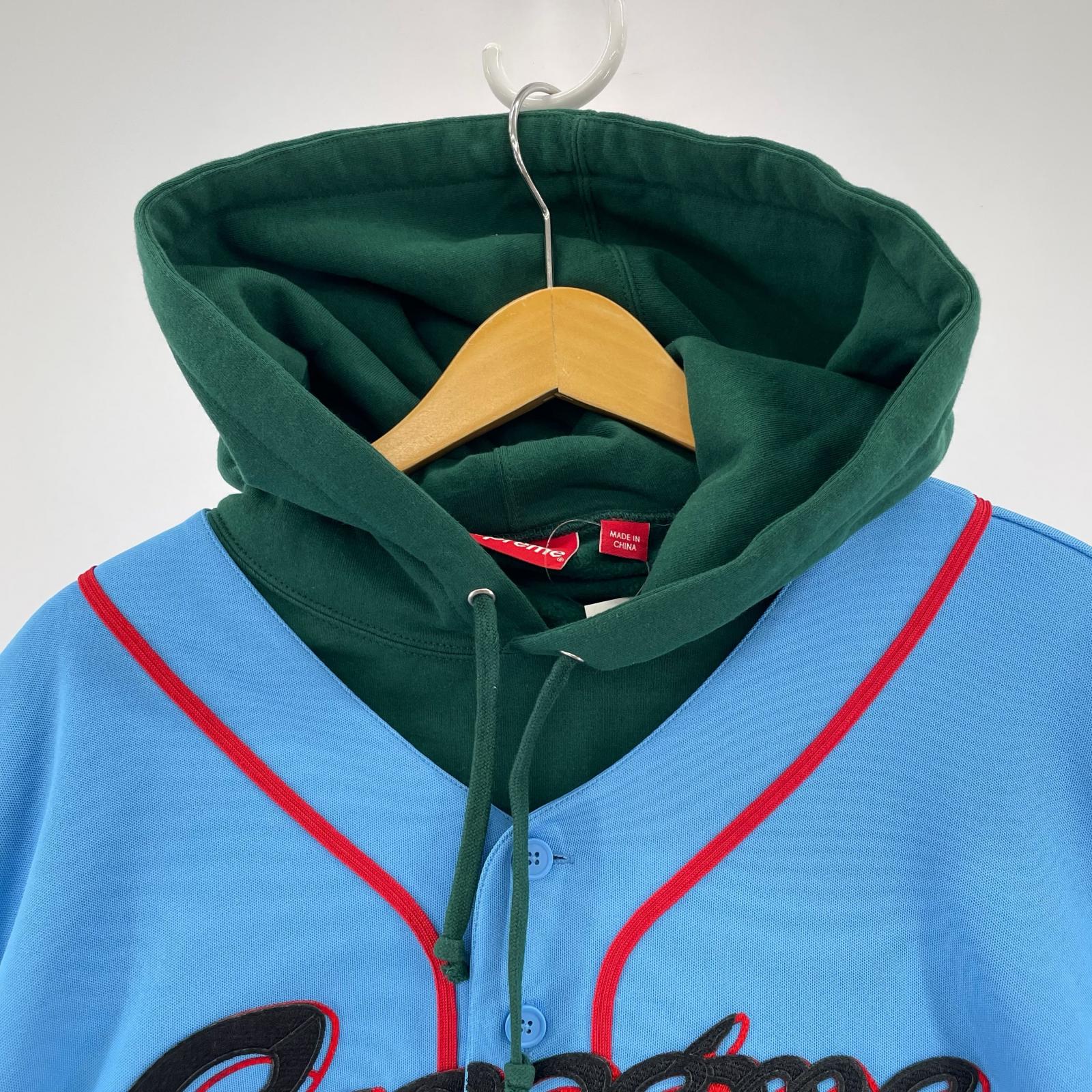 パーカー Baseball Jersey Hooded Sweat Shirt 青 緑