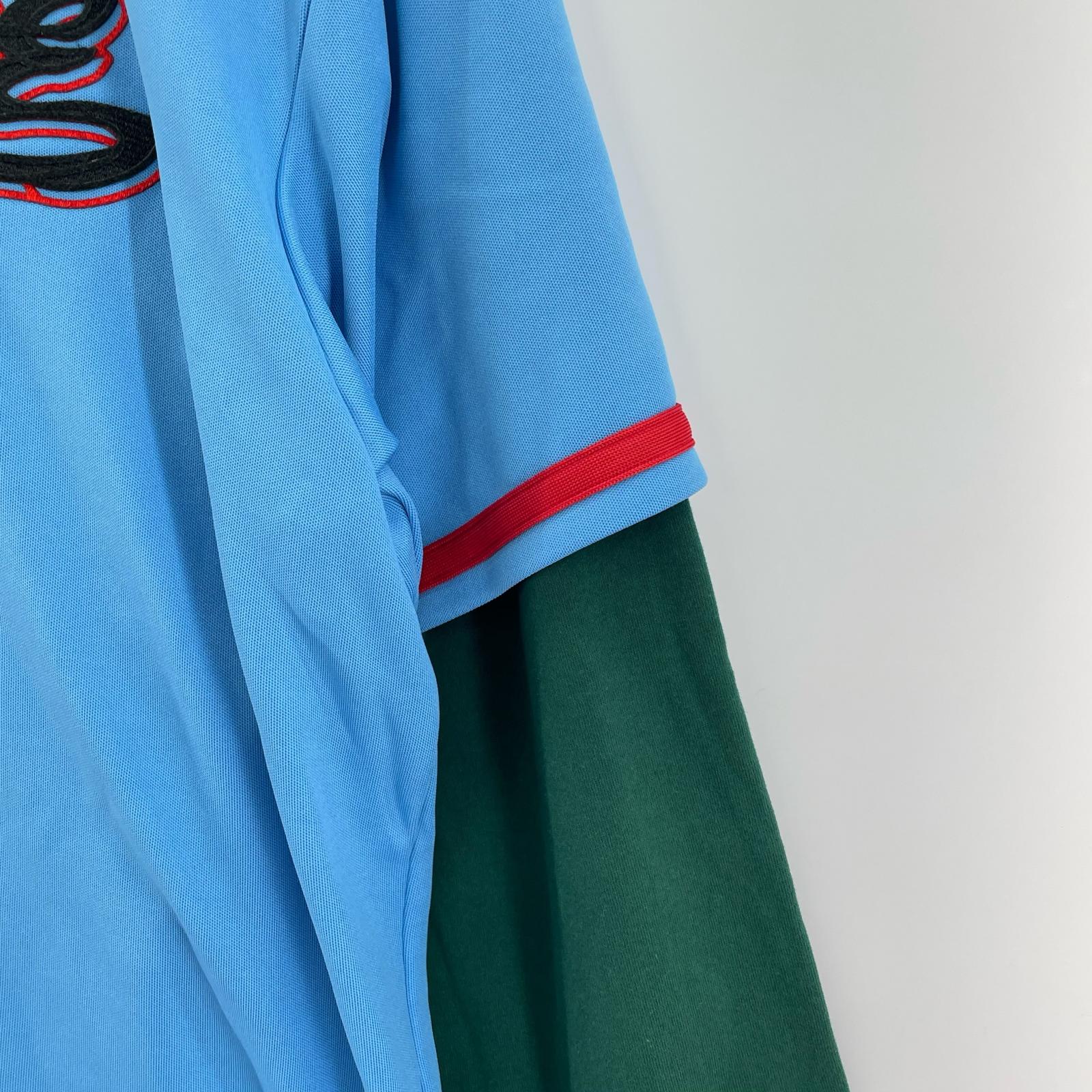 パーカー Baseball Jersey Hooded Sweat Shirt 青 緑