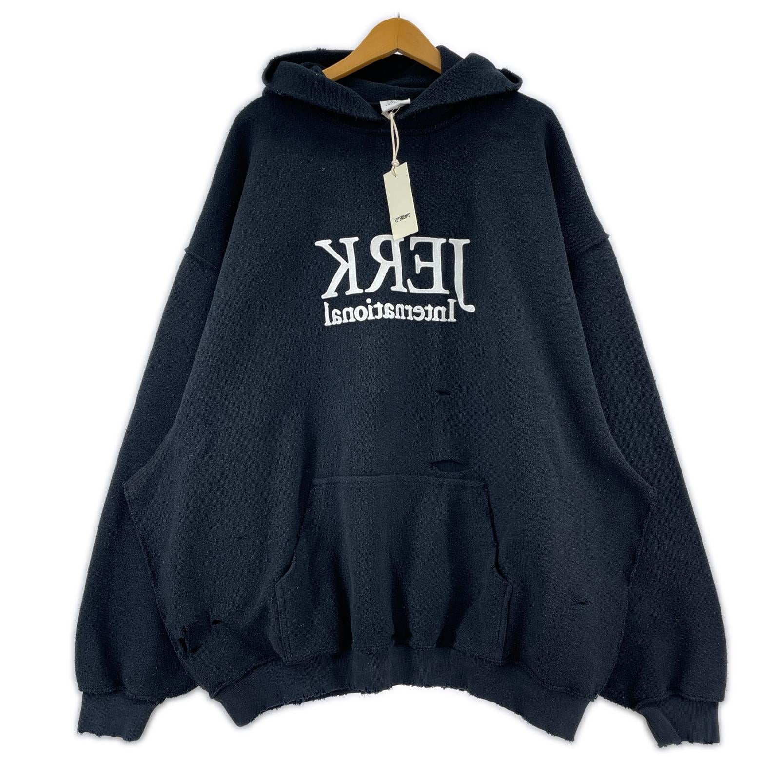 パーカー 23SS/DESTROYED JERK HOODIE ブラック