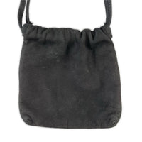ショルダーバッグ レザー 巾着 黒 ブラック