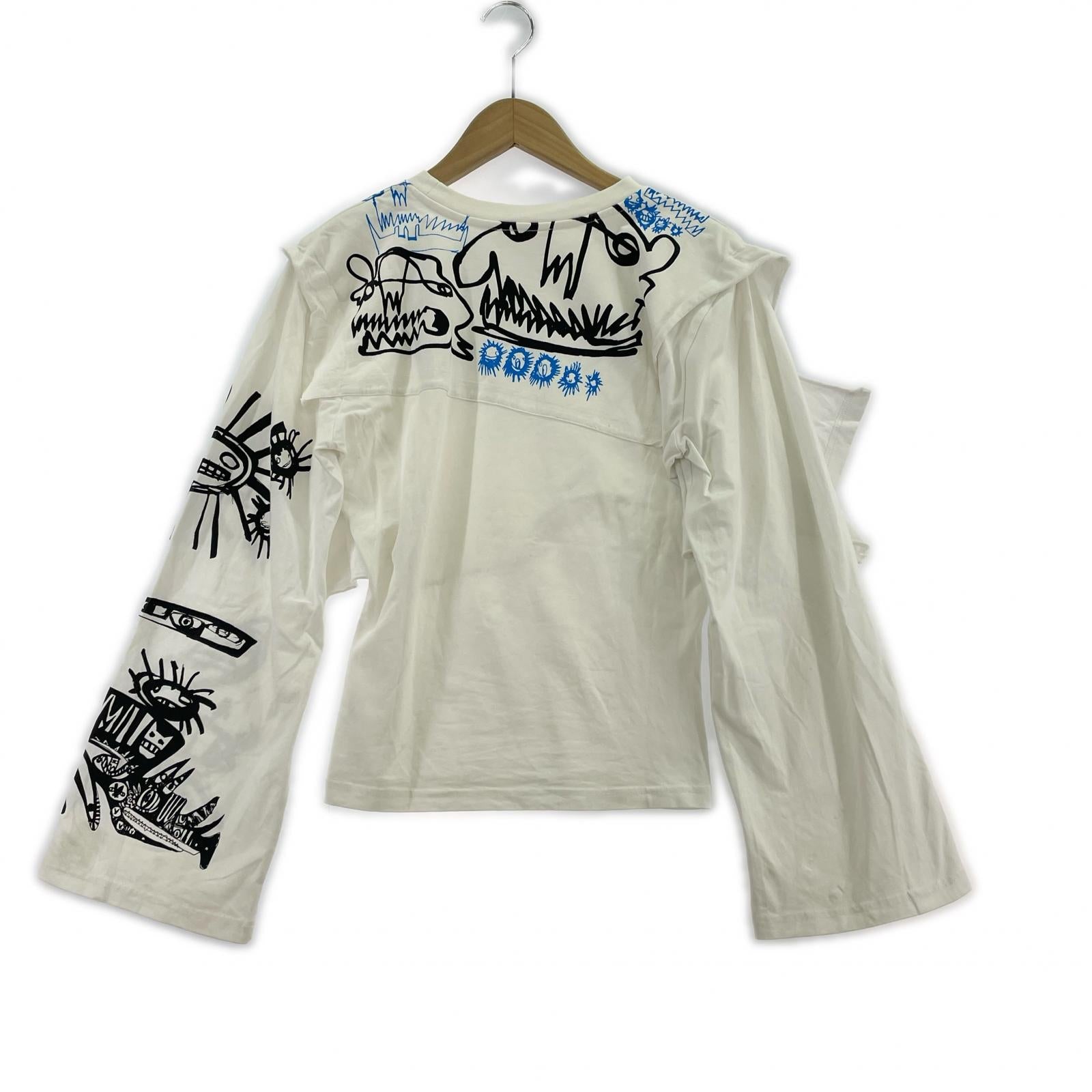長袖Tシャツ Charles Jeffrey Loverboy レイヤードデザイン プリントカットソー XS ホワイト ホワイト