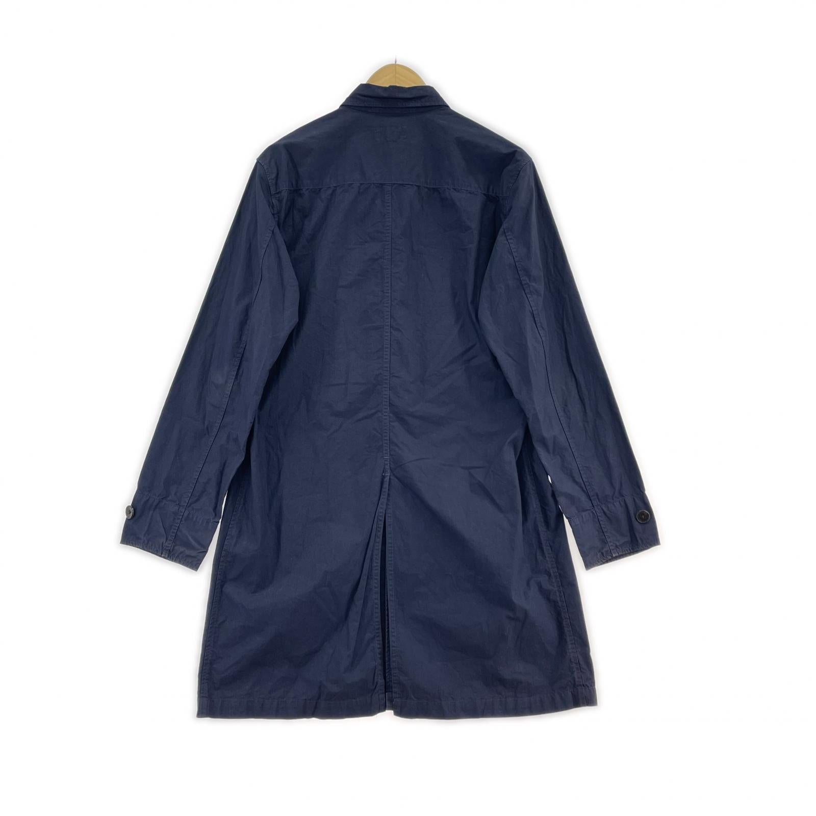長袖シャツ ロングシャツ サイドポケット 紺(2)