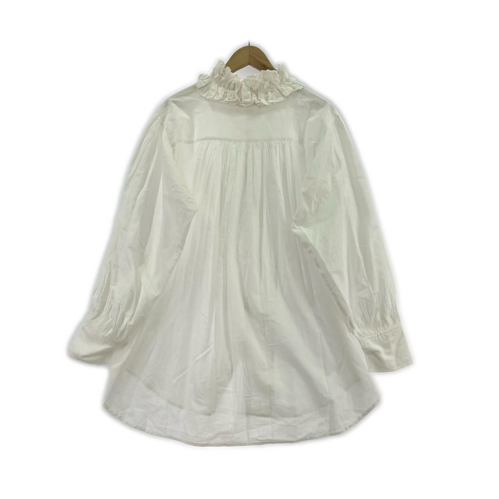 長袖シャツ cotton frill coller shirts WHT ホワイト